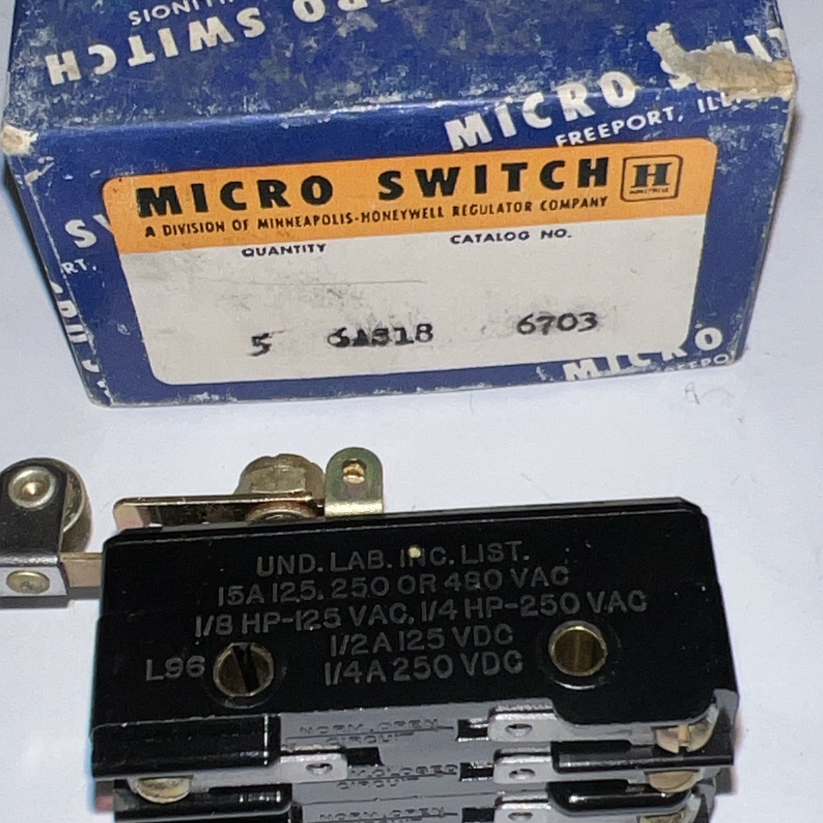 Micro Switch 6AS18 Dual Roller Switch By Honeywell New From Box 30 Day Returns