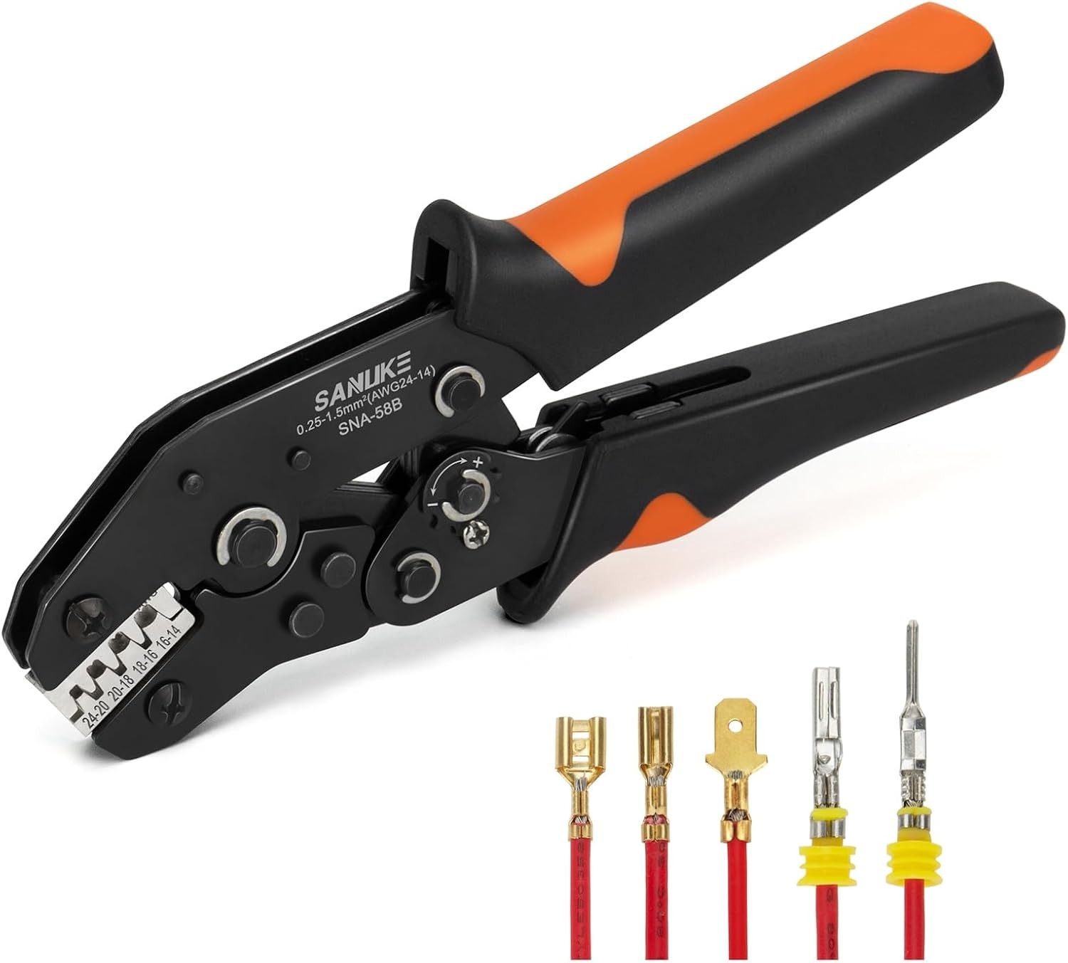 Ratcheting Crimping Tool for 24-14 AWG Open Barrel Terminals | Wire Terminal Pli