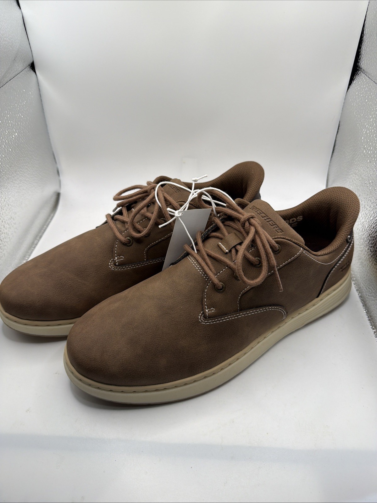 Skechers Swift Fit Shoes Hands-Free Mens Brown Relaxed Fit Memory Foam Size 11