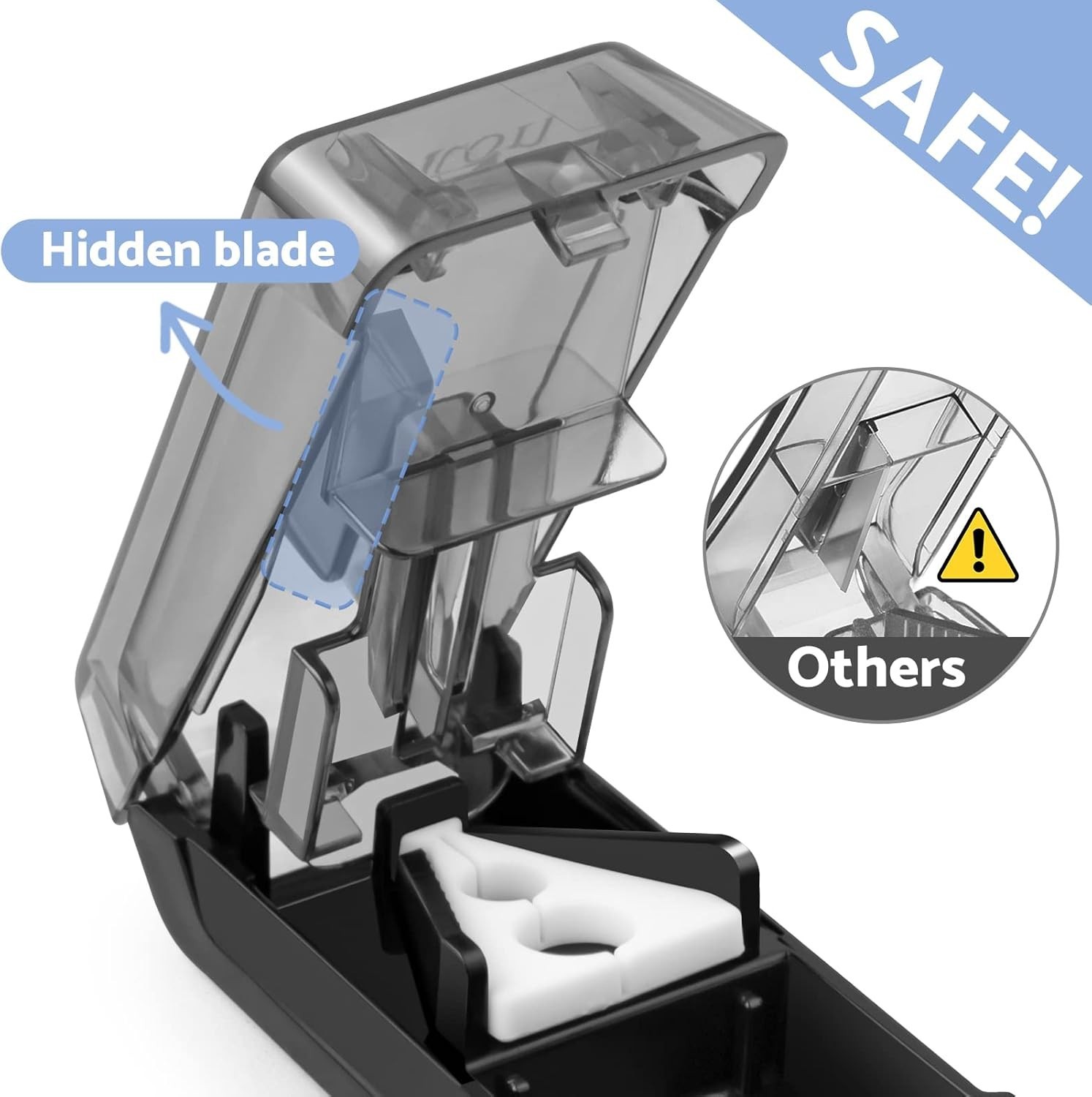 Precision Pill Cutter with V-Shape Holder & Sharp Blade - Travel-Friendly Design