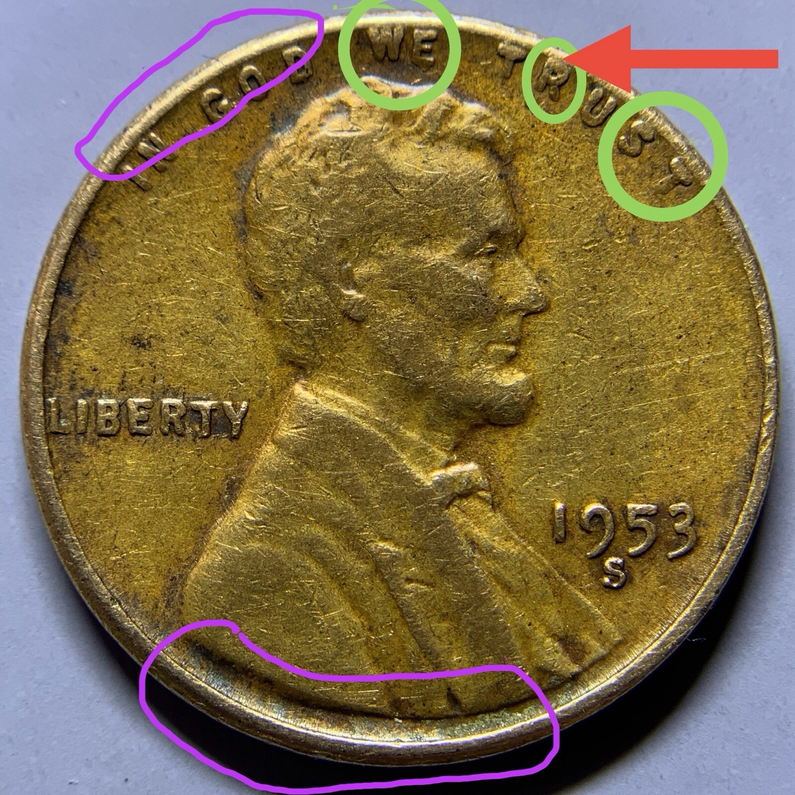 1953 S Wheat Penny REAL MINT ERRORS! ONLY 1 Like This,fathers Private,Givin 2me,