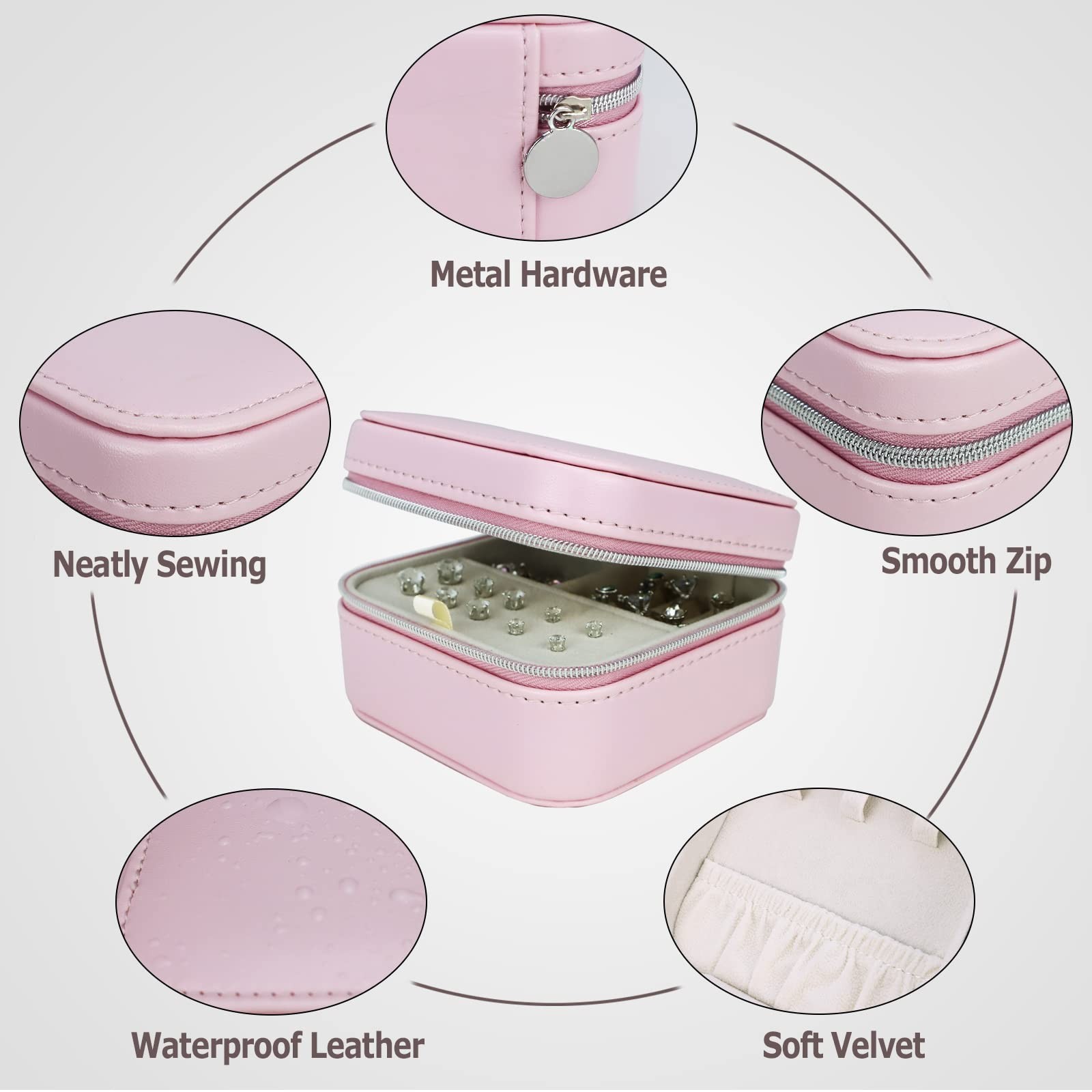Travel Small Portable Mini Jewelry Box for Rings Earrings Necklaces and Lipst...