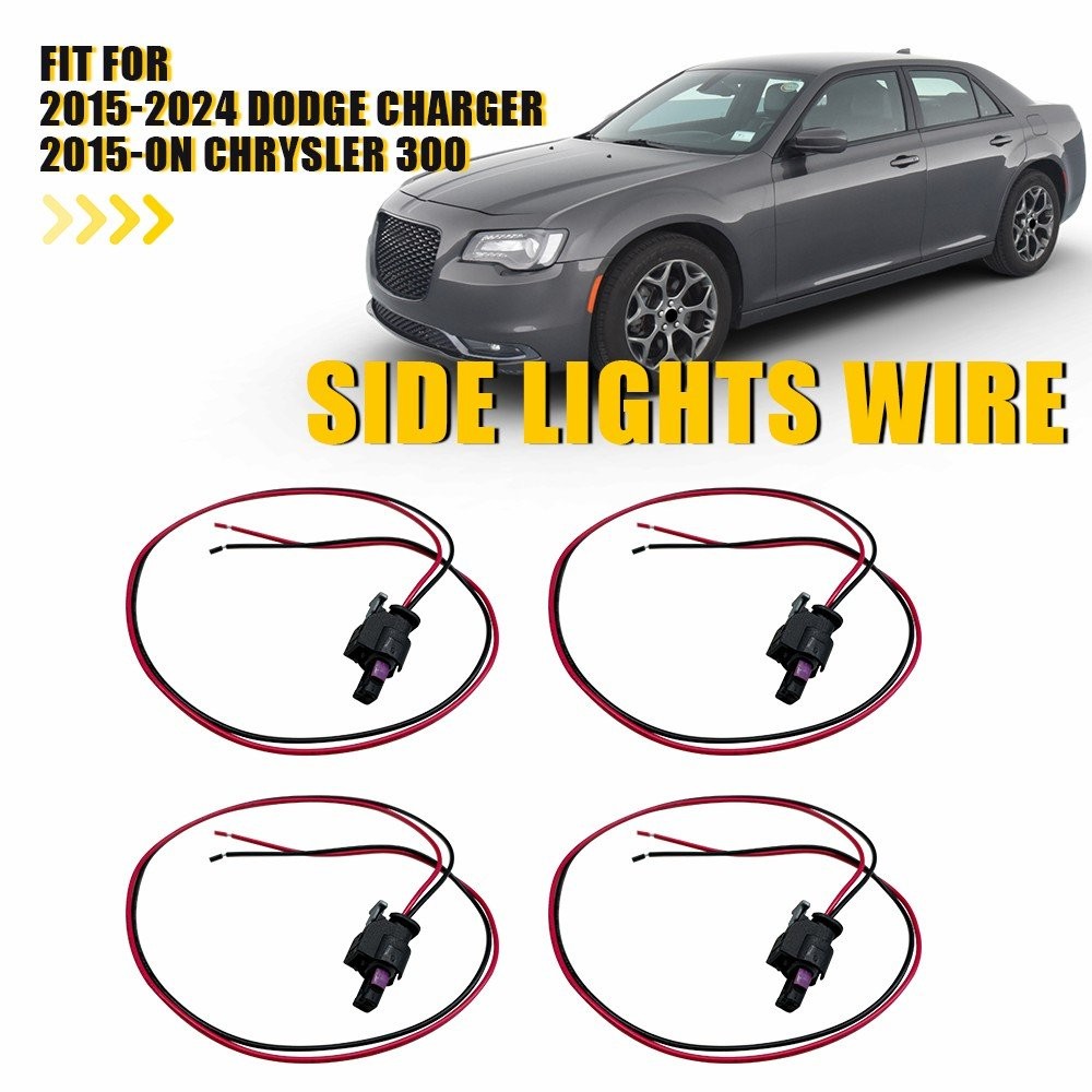 For 2015-24 Dodge Charger 4PCS Side Marker Light Wire Harness Connector Plug Set
