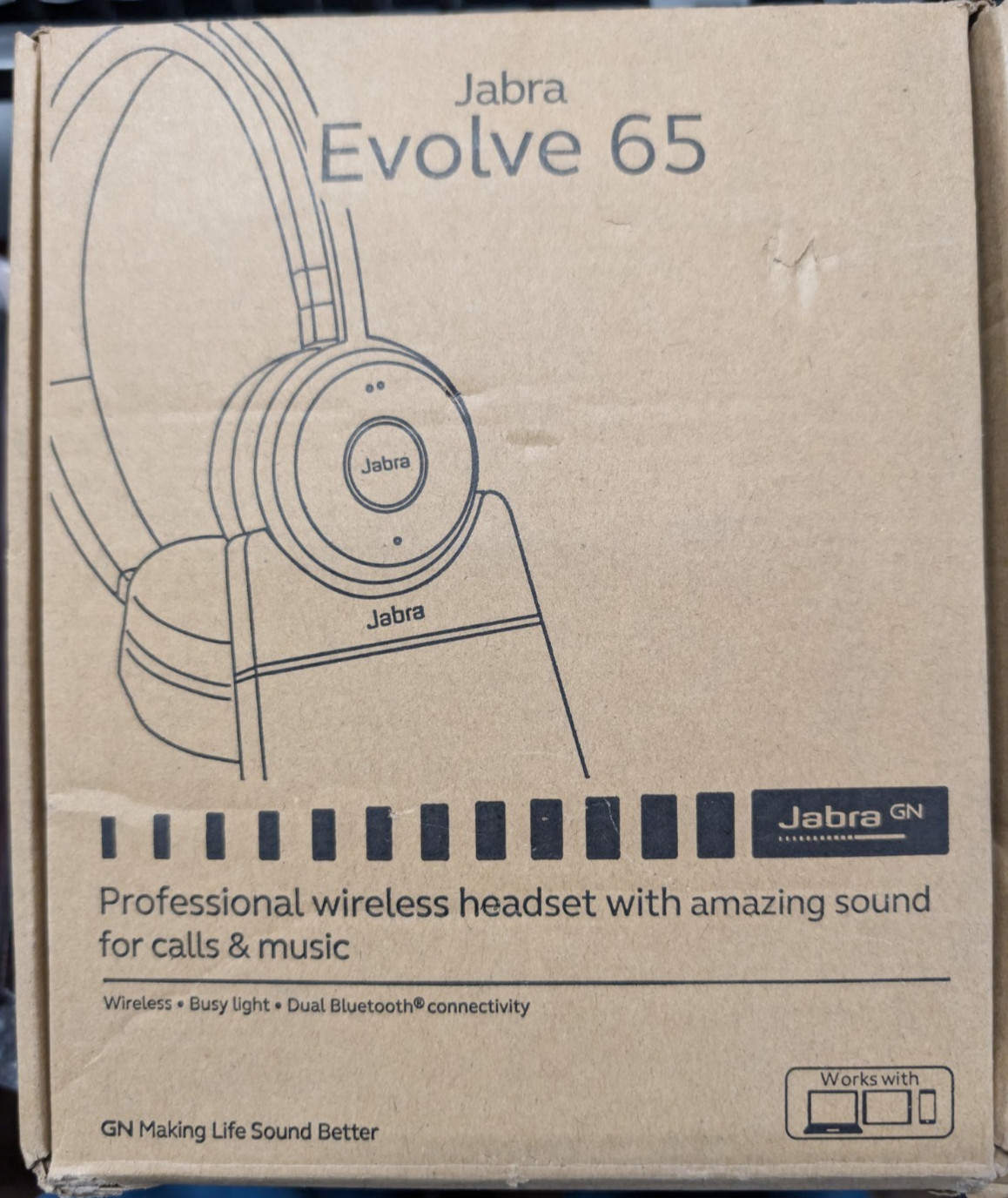 Jabra Evolve 65 Bluetooth Wireless Headset HSC018W USB Dongle Cord Phone NEW