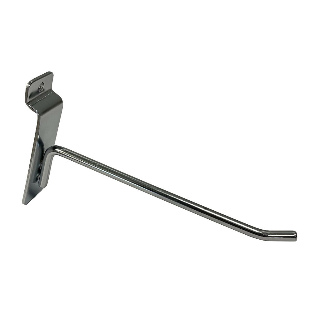 6" Slatwall Hook Panel Display Hooks, 1/4" Thickness Metal, Chrome - PACK 24