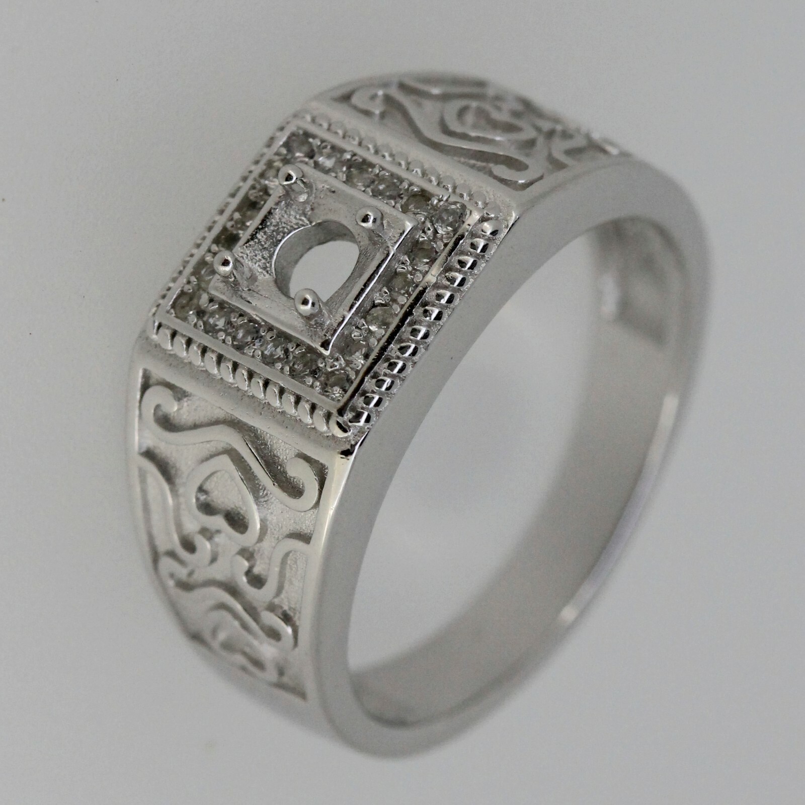 Sterling Silver Semi Mount Ring Setting RD 4.5x4.5mm White Topaz Size 7 Solid