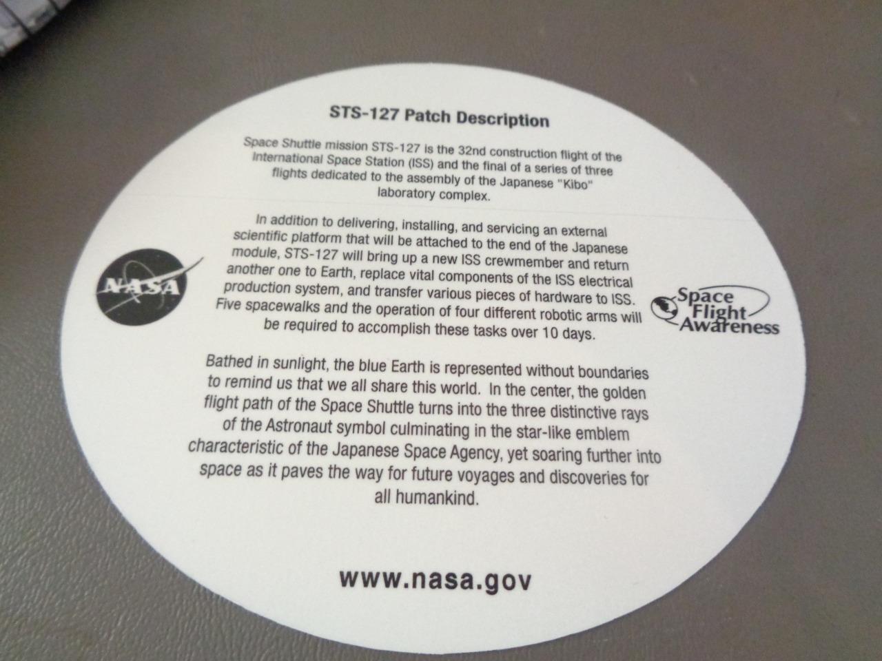 NASA Space Shuttle Endeavour STS-127 Crew Patch Sticker