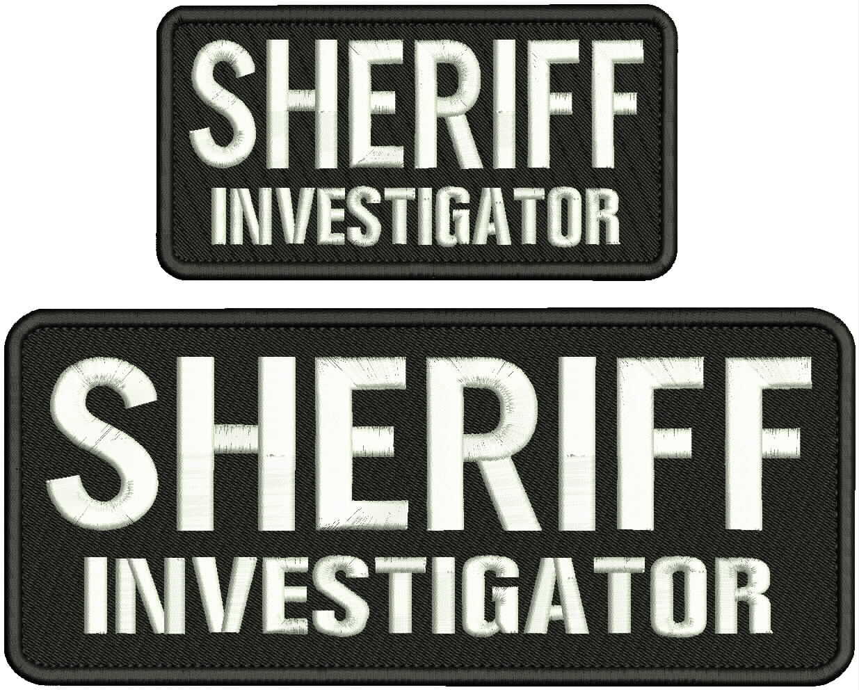 SHERIFF INVESTIGATOR EMB PATCH 4X10 AND 3X6 HOOK ON BACK BLK/WHITE