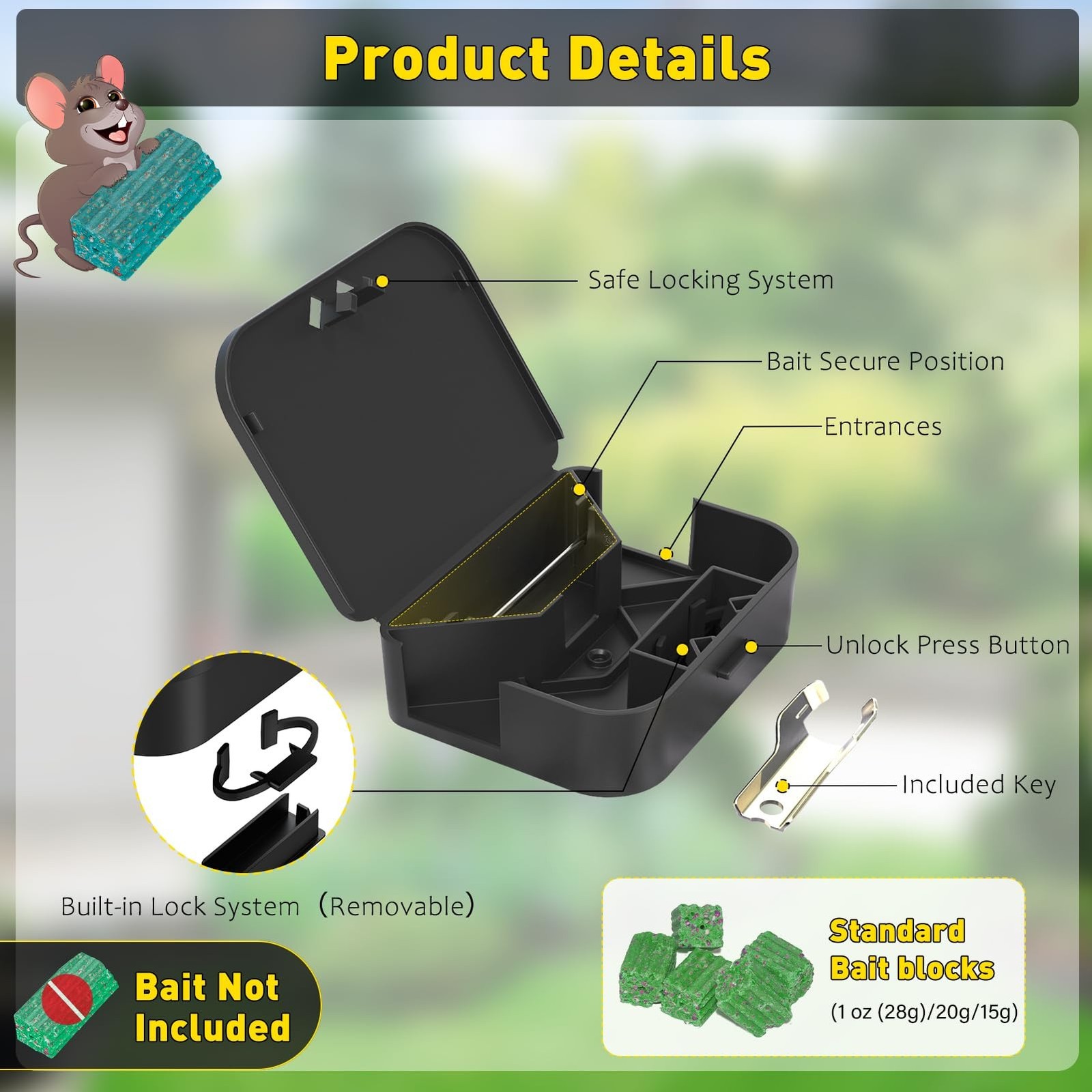 Mouse Stations with Keys 6 Pack, Keyless Design and Key Required Mouse Statio...