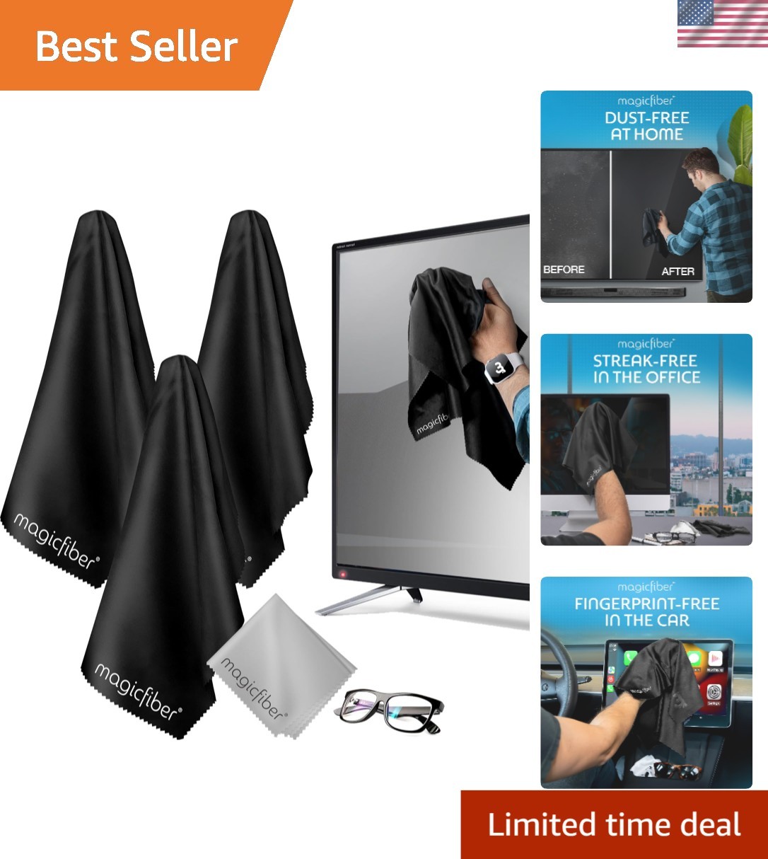 Microfiber Cleaning Cloth Set - Extra Large for Screens, TVs, and Glasses