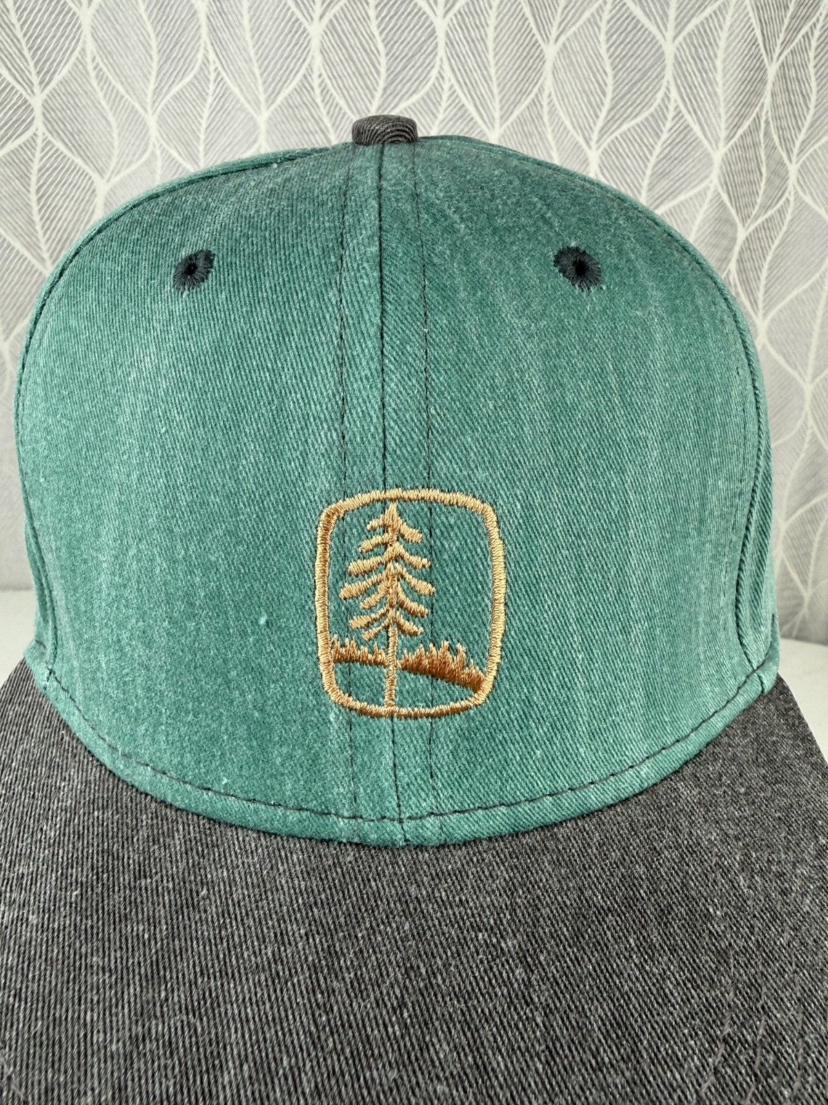 Universal Forest Products Gold Logo Forest Green Hat Cap Gray Bill Strap Buckle