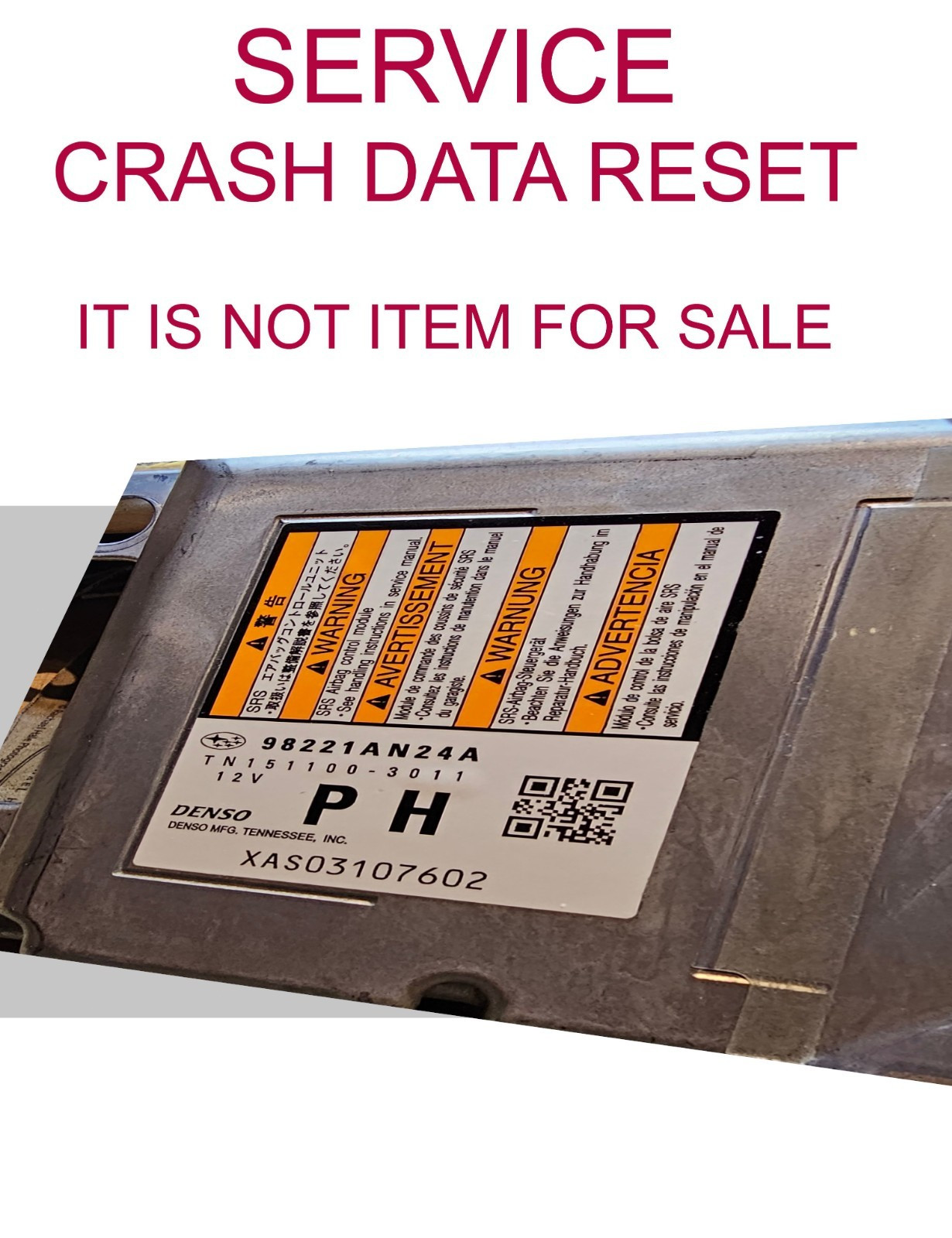 Service, Reset CRASH DATA 2022 - 2025 SUBARU SRS Module 98221AN24A