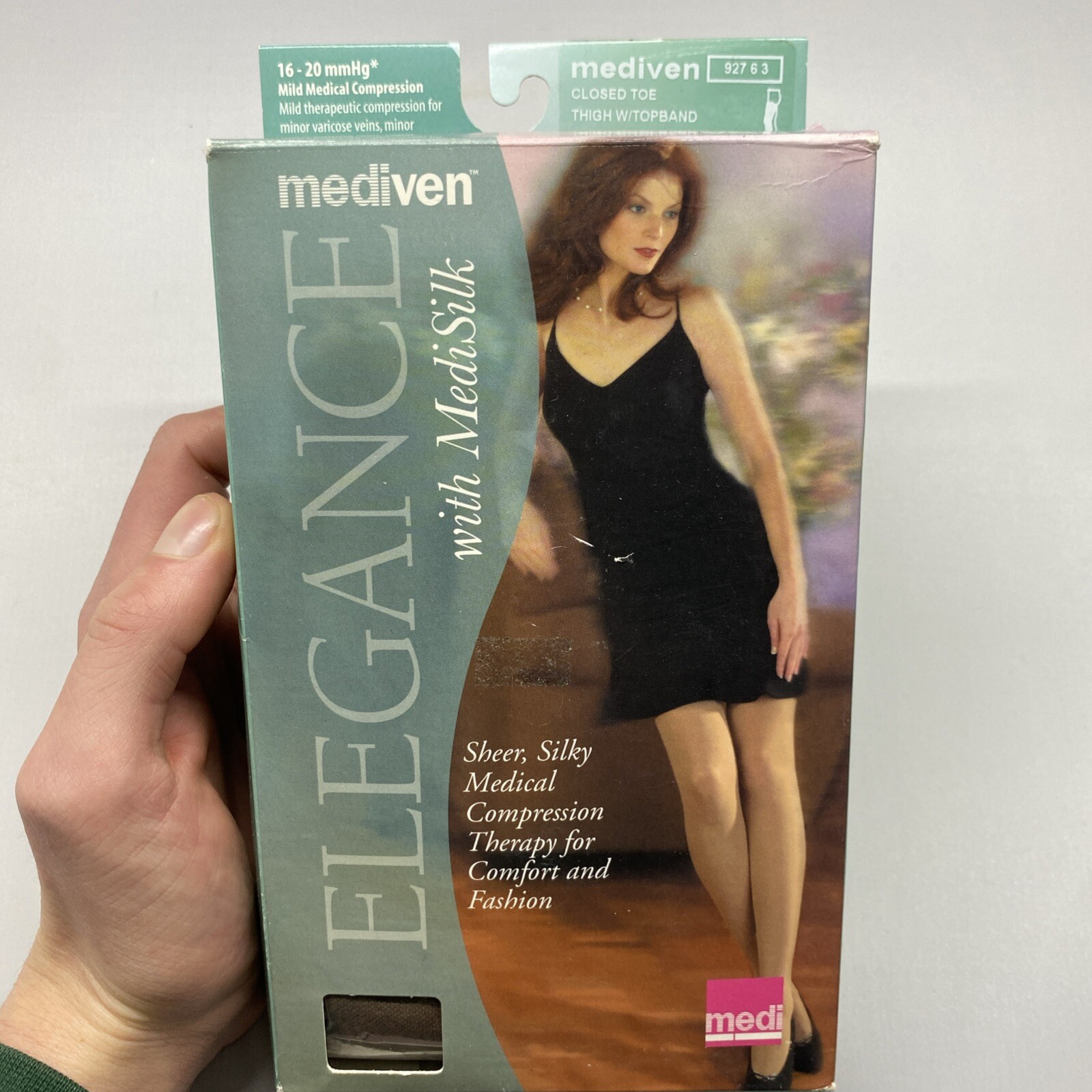 MEDIVEN ELEGANCE THIGH HIGH W/ TOP BAND CLOSED TOE 16-20 SIZE STANDARD L MOCCA