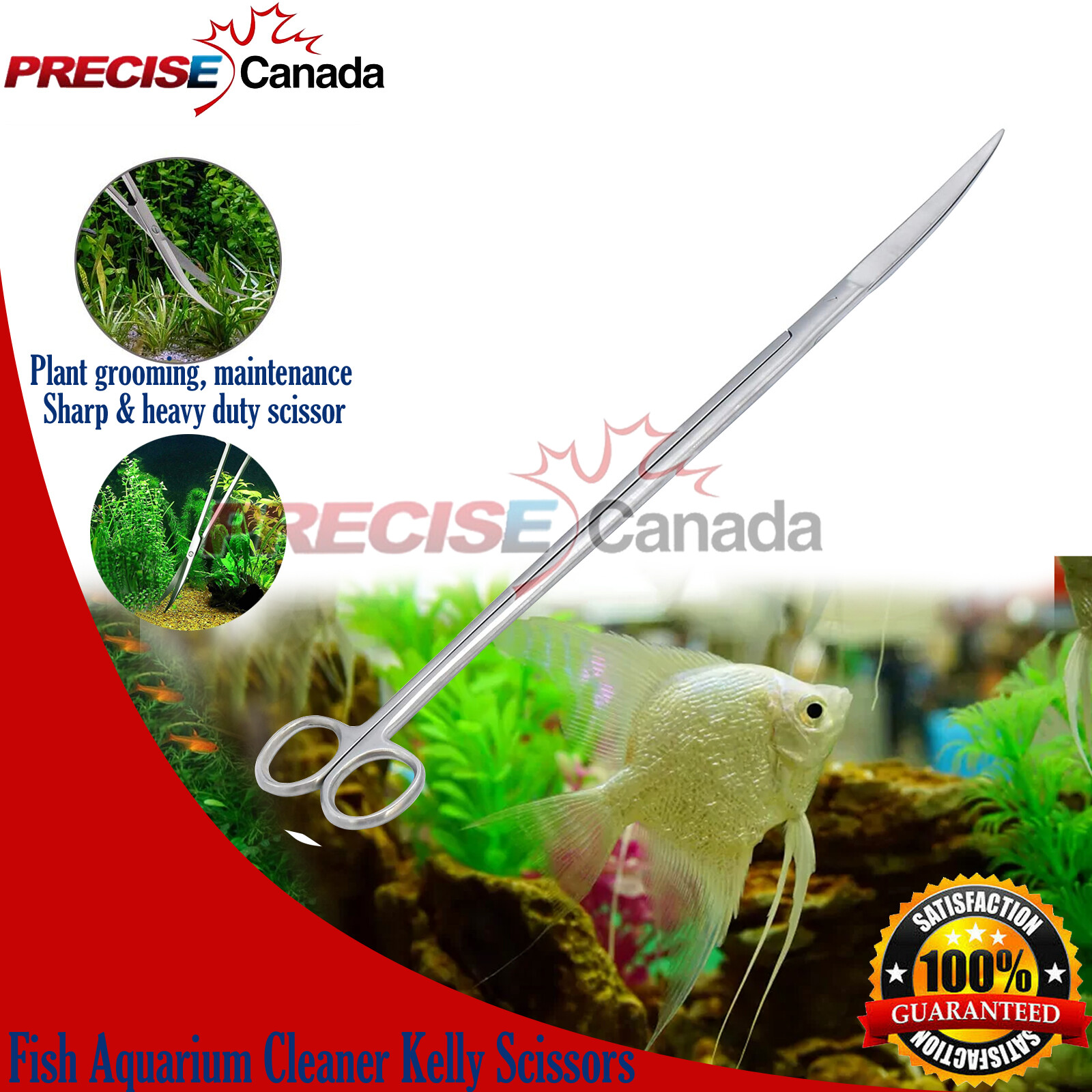 Fish Aquarium Cleaner Kelly Scissors Curved 18" Extra Long Plant Cutting Tools