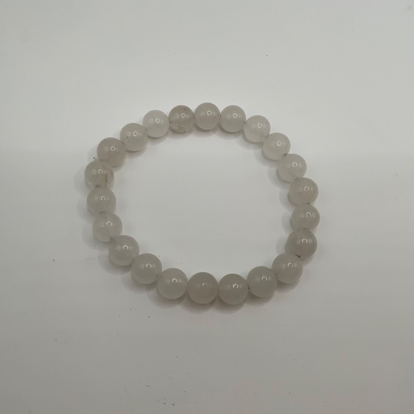 Handmade White 8 mm Beaded Stretch Bracelet