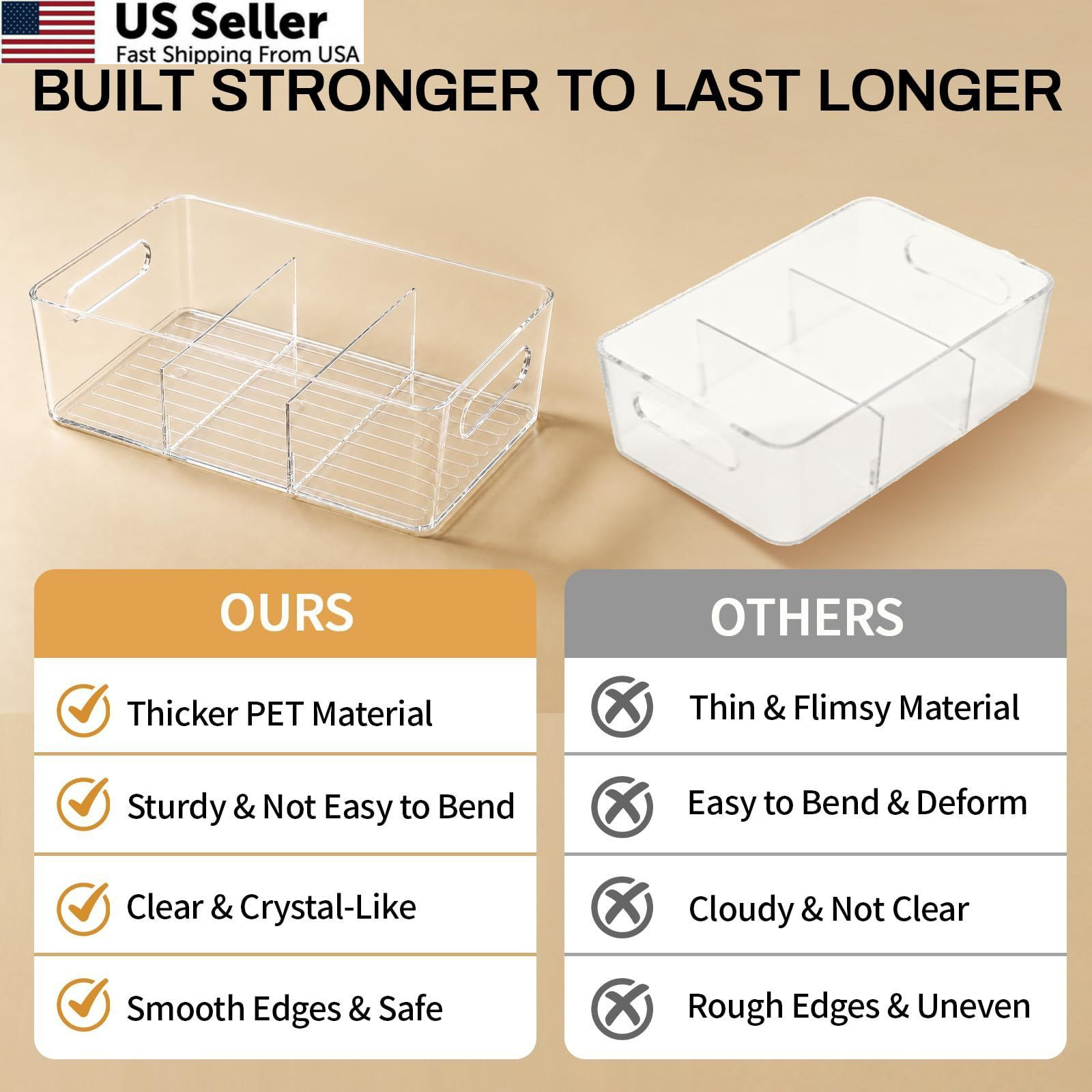Mpotmiy 6 Pack Pantry Organizers and Storage,Clear Plastic Large, clear