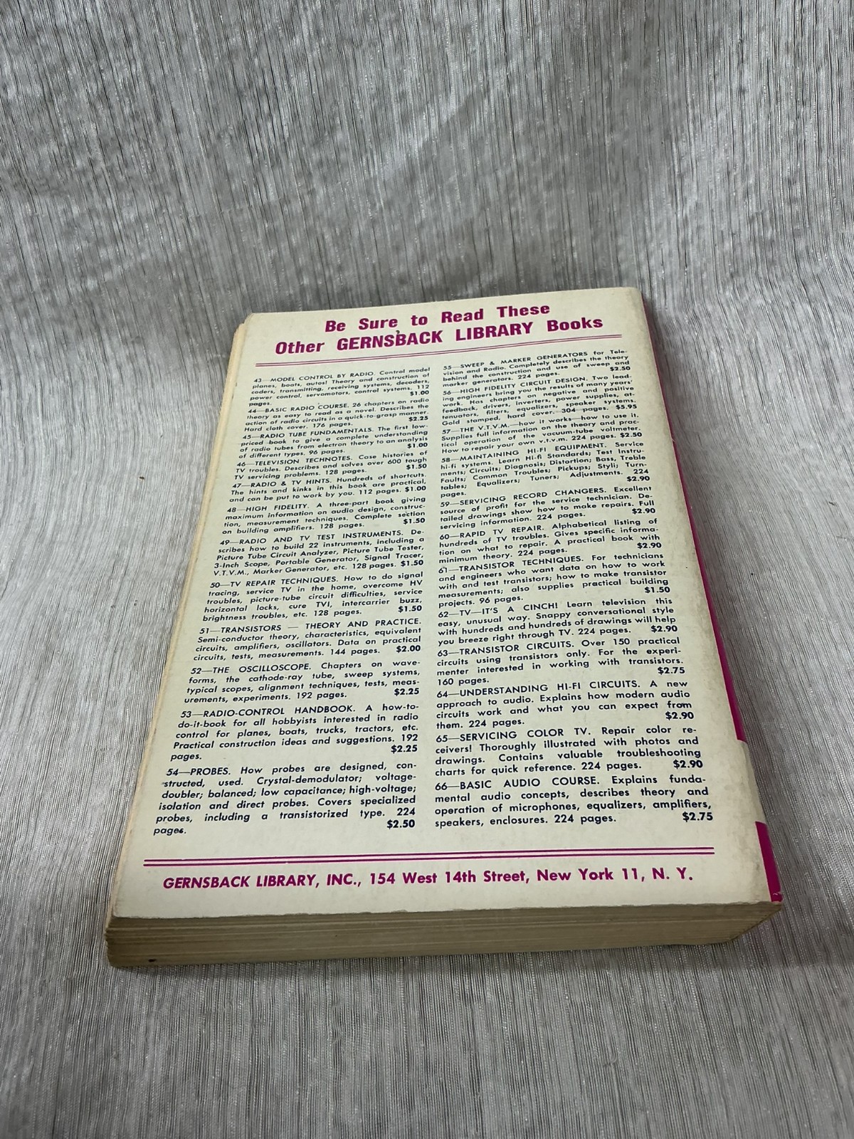 ELEMENTS OF TAPE RECORDER CIRCUITS GERNSBACK LIBRARY NO 67 Book