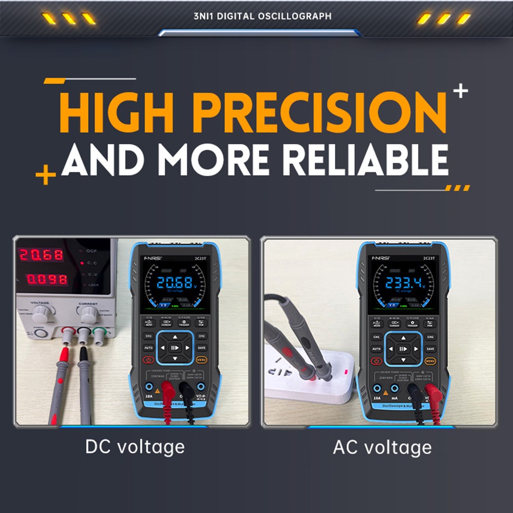 FNIRSI-2C23T Handheld Digital Oscilloscope Multimeter Function Signal Generator