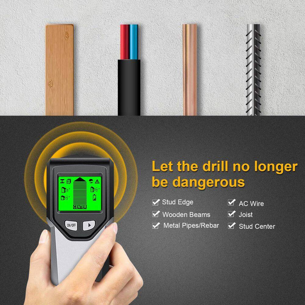 5 in 1 Wall Scanner Stud Finder with Microprocessor Chip and HD LCD Display Mist