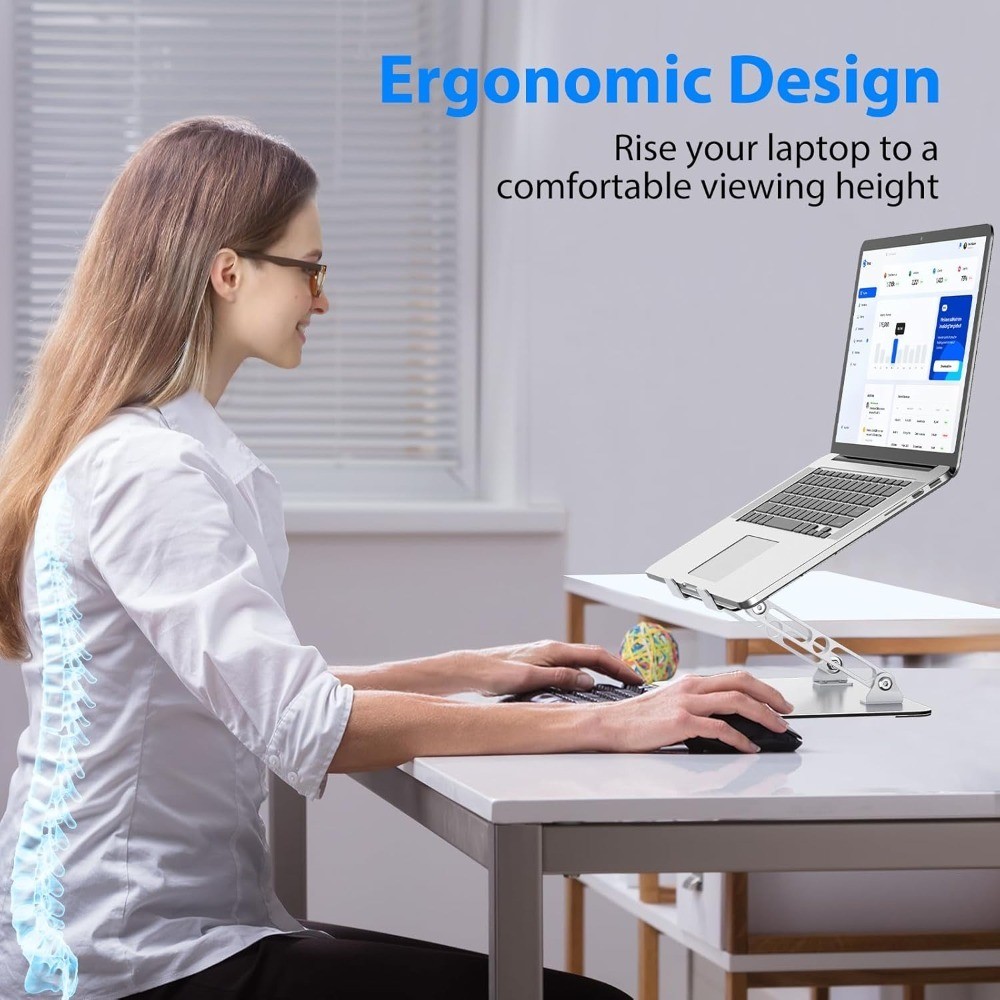 Laptop Stand for Desk, Adjustable Laptop Riser, Metal Foldable Computer Stand