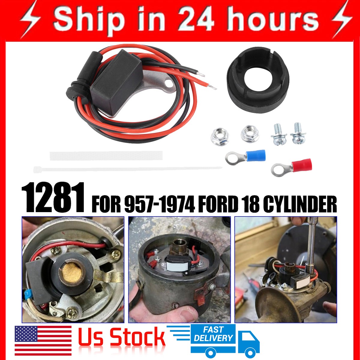 1281 Electronic Ignition Conversion Kit For 1957-1974 Ford 8 CYL V8 12V NEW..