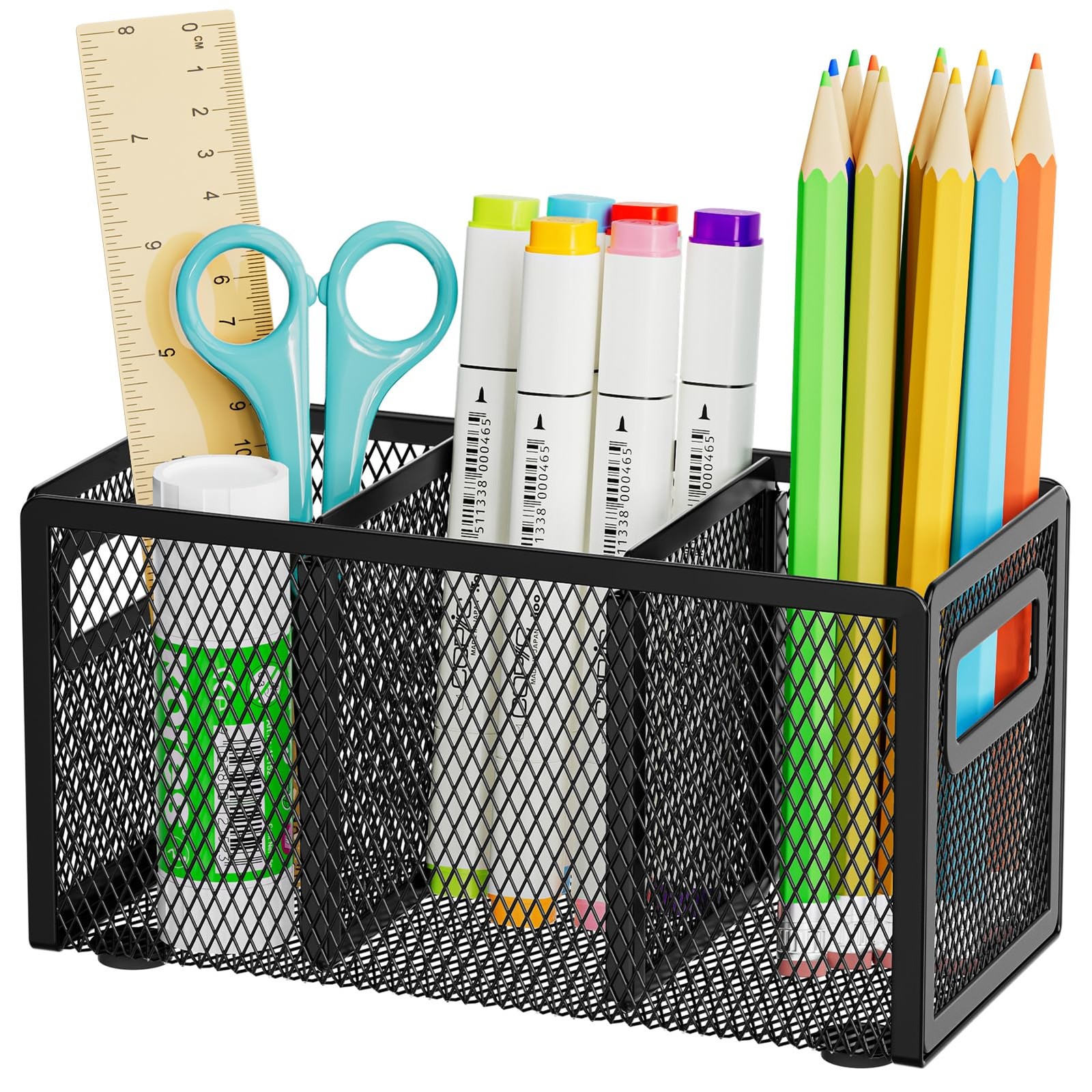 Marbrasse Mesh Pen Holder for Desk,Pencil Desk Organizer 3 Black