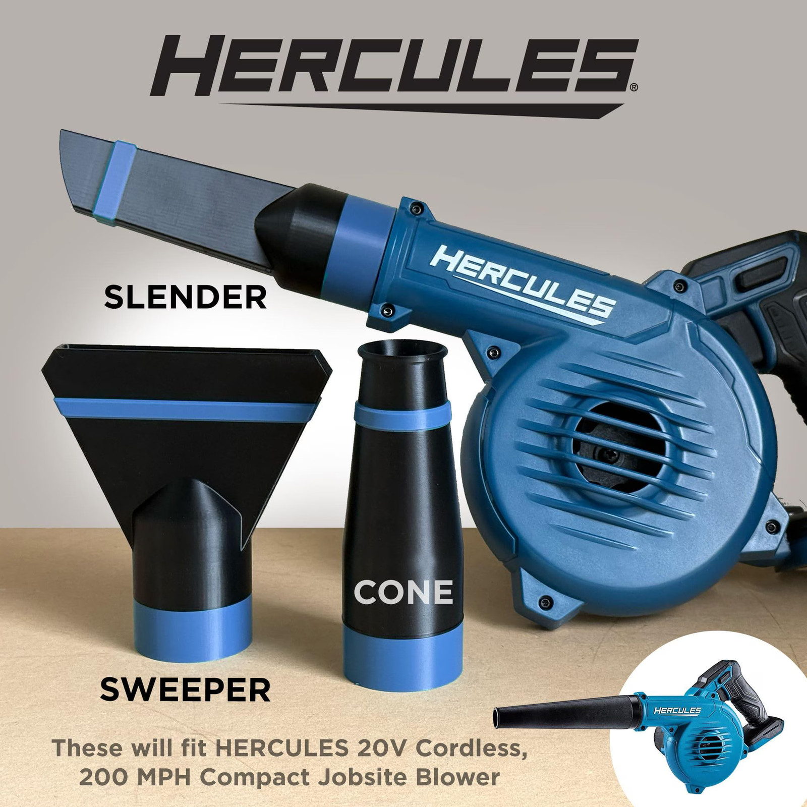 HERCULES 20V Blower Nozzle Attachment: Jobsite Blower, Model HC102B