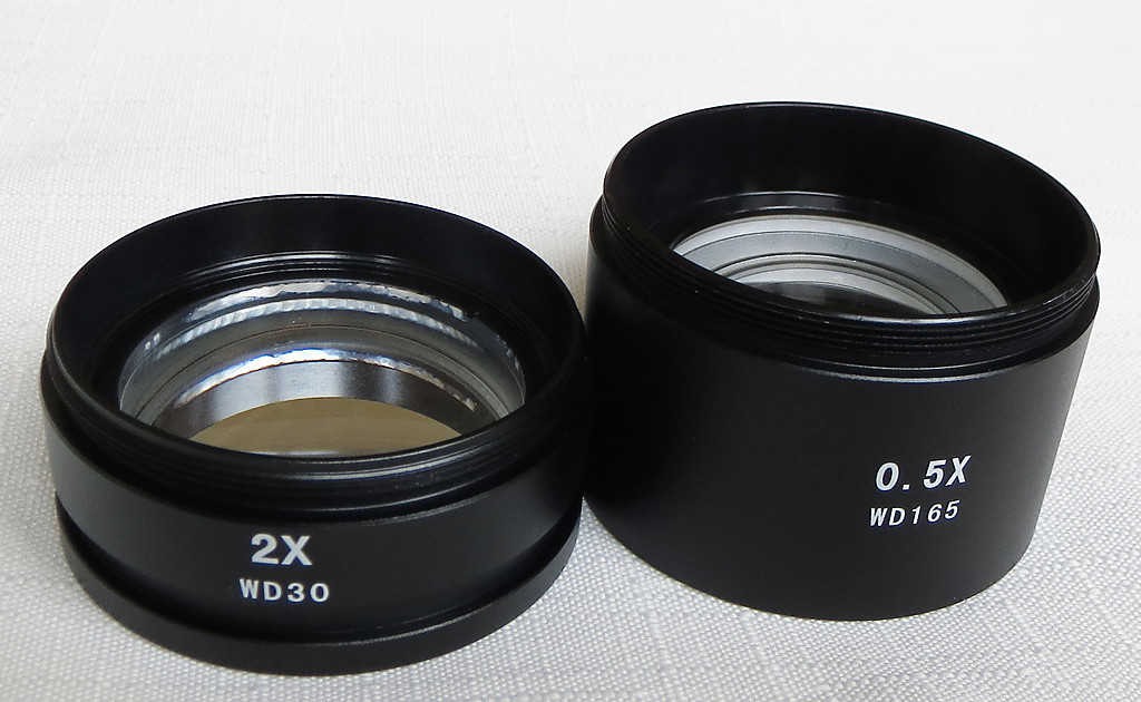One 0.5x or 2x  Auxiliary Lens for Stereo Microscopes, 48mm Fitting Diameter NEW