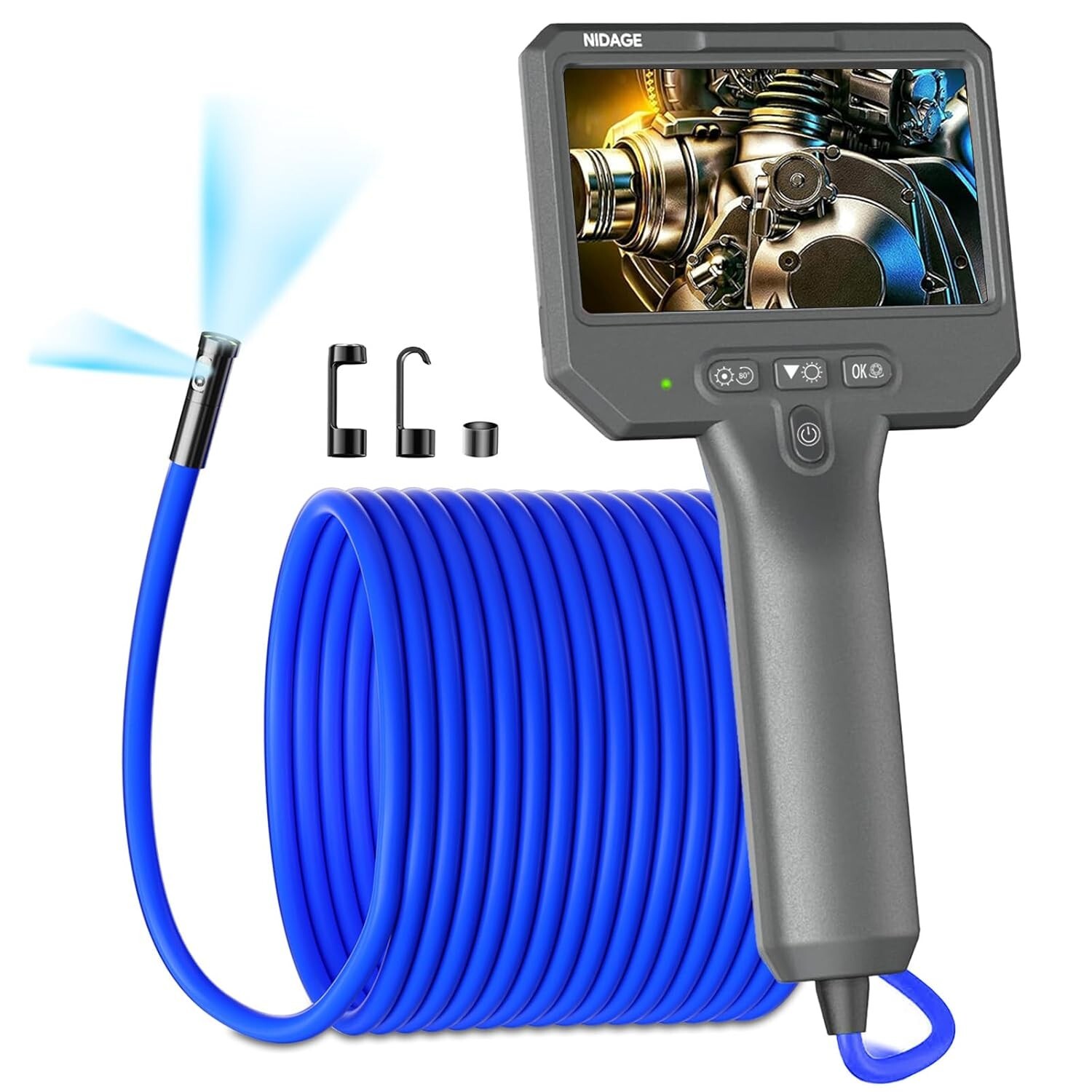 NIDAGE Dual Lens Borescope Inspection Camera 1920P HD Endoscope Camera with L...