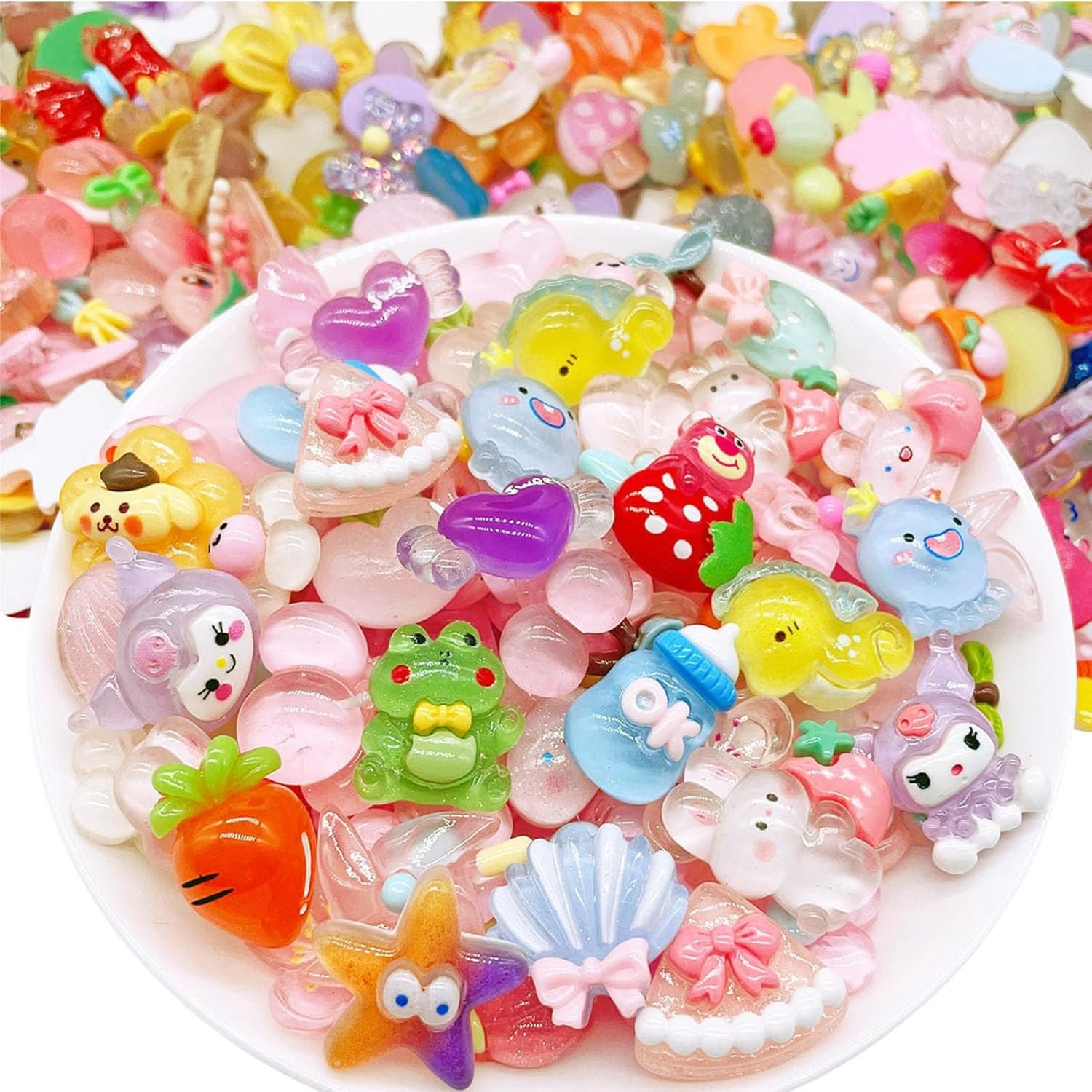 60 Pack Assorted Plastic Craft Patches- Craft Embellishments for Scrapbooking, C