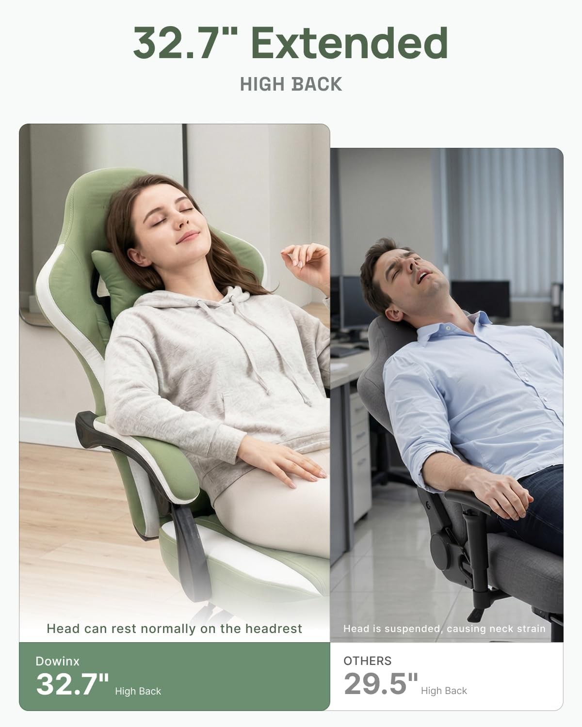 Dowinx Gaming Chair Breathable Fabric with Footrest