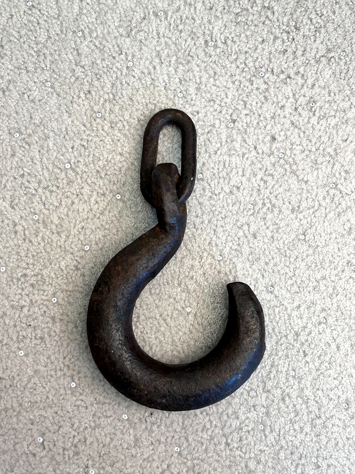 Antique Vintage Large Blacksmith Forged Iron Lifting Crane Hook Farm Nautical