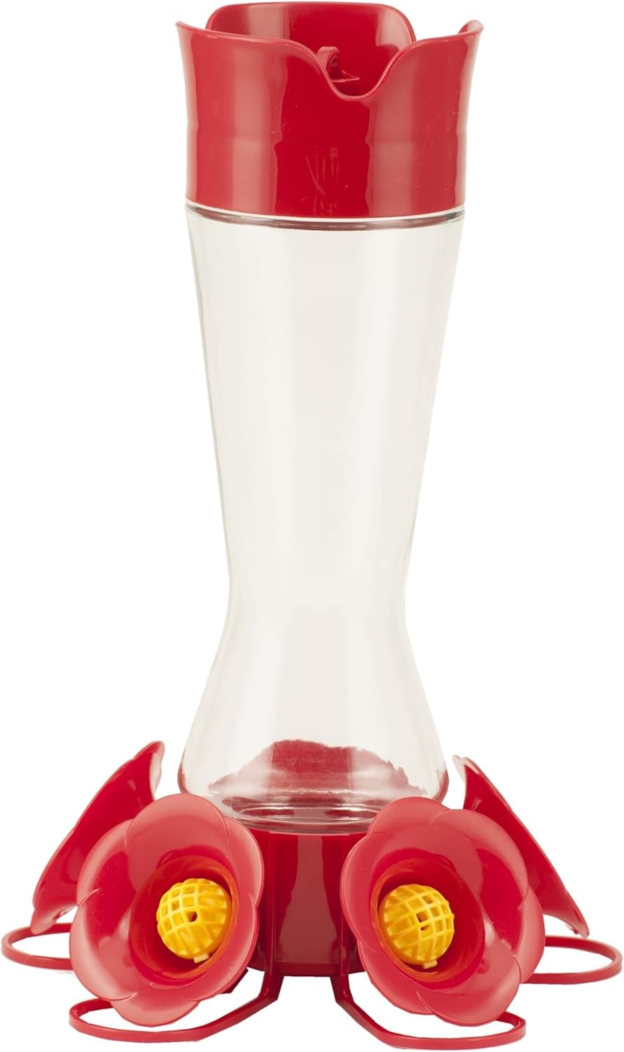 Perky-Pet 204CP-4 Favored Pinch-Waist Glass 1 Count (Pack of 1), Clear/Red