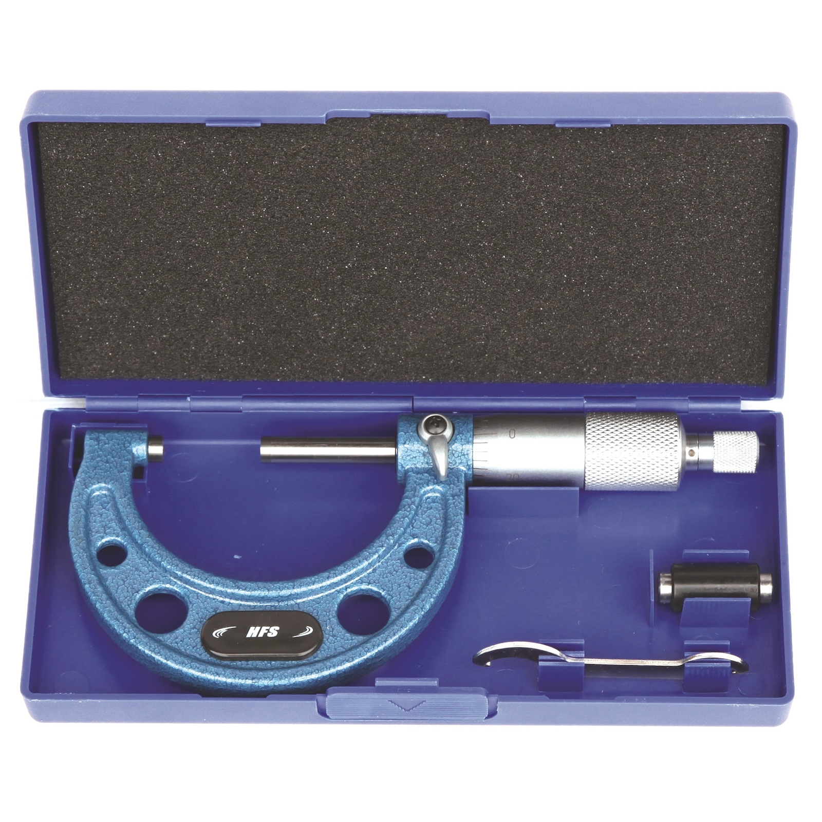 HFS(R) 1-2"X0.0001" Solid Metal Frame Outside Micrometer(Wood Case)