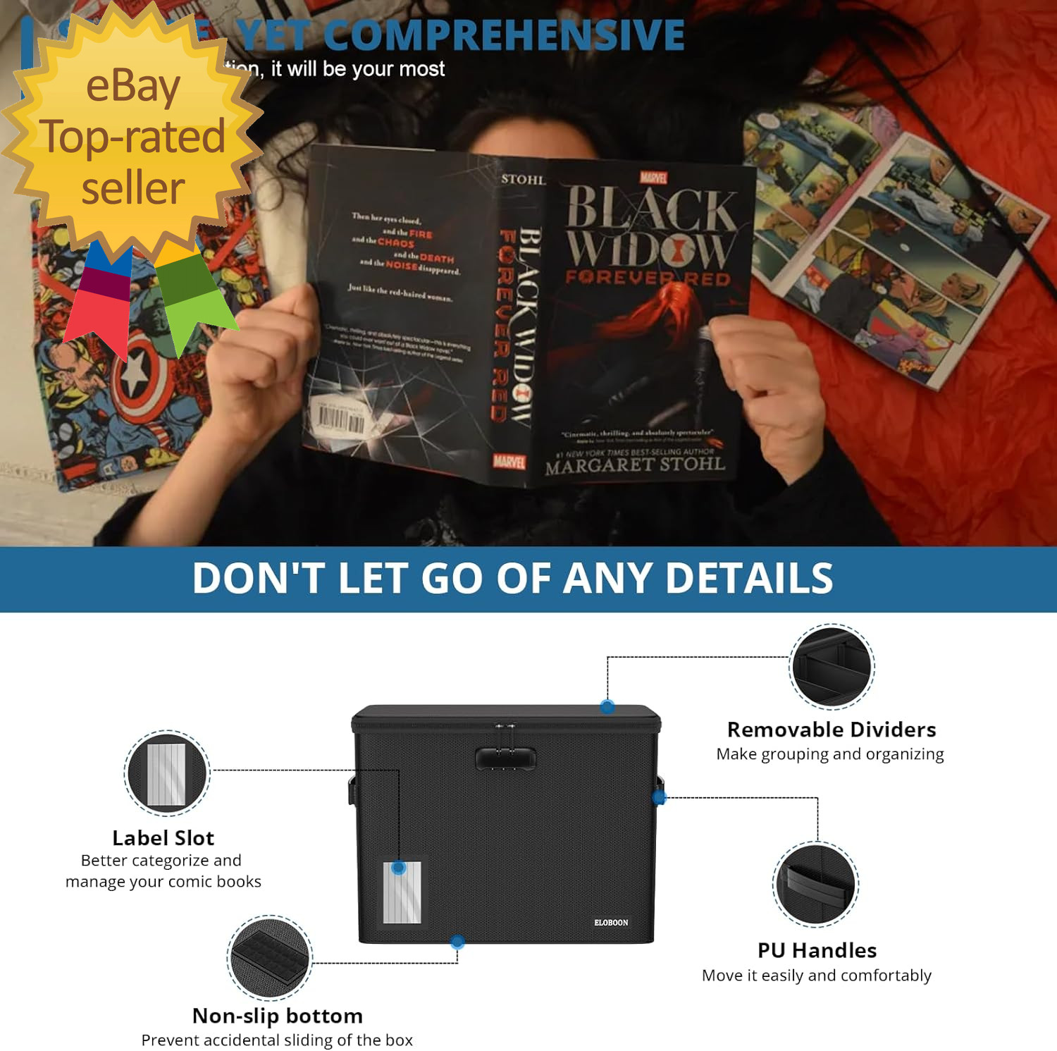 Graded Comic Book Storage for 30 Comics, Fireproof & Water-Resistant