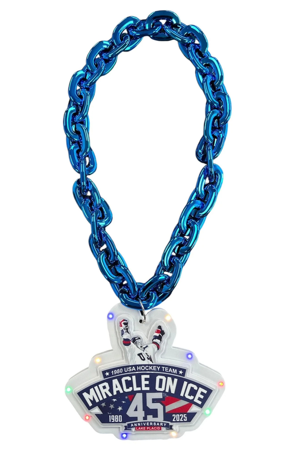 1980 Miracle on Ice 45th Anniversary (1980-2025) Big Logo Light Up Chain Necklac