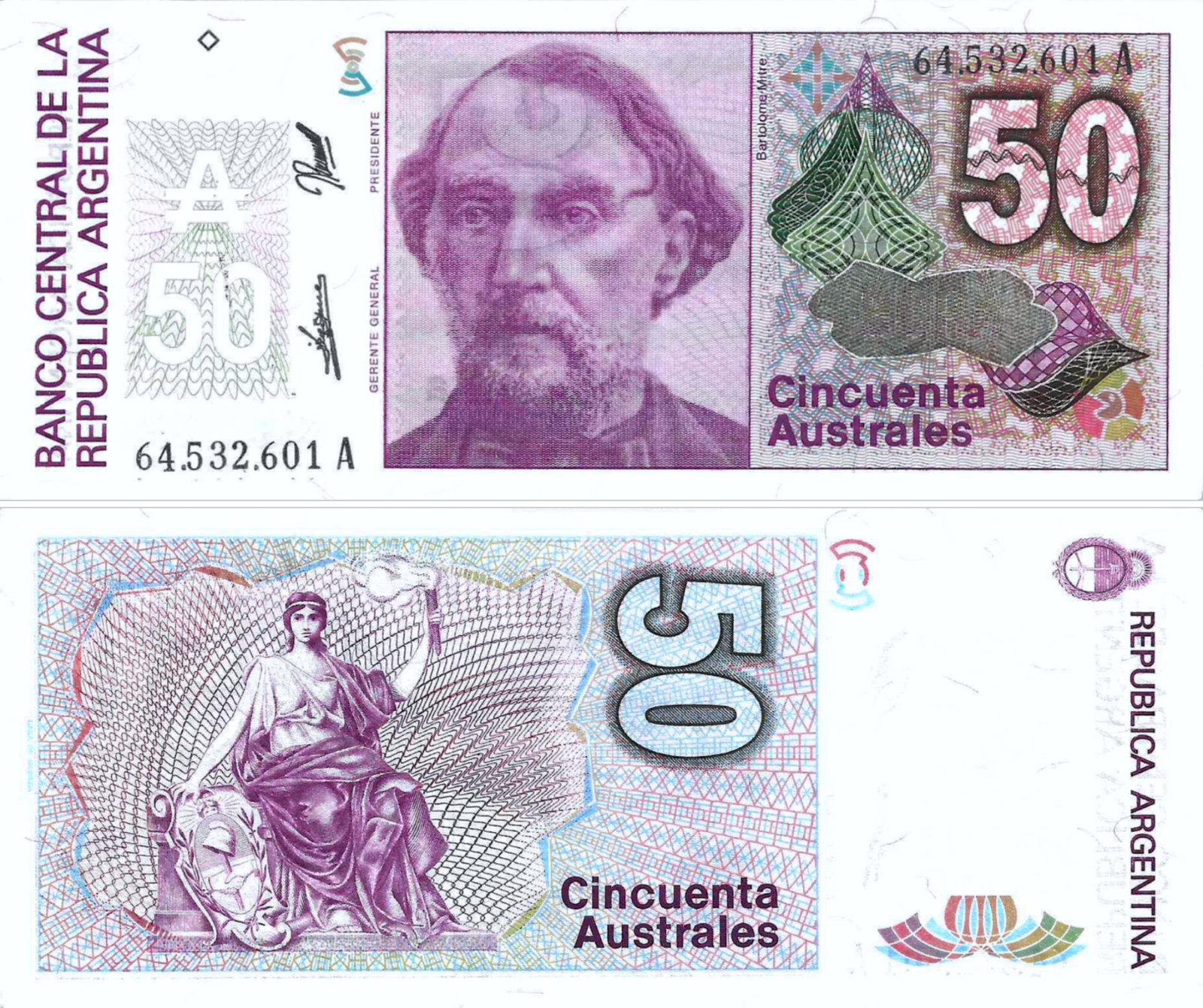 Argentina 50 Australes, No Date, Series A, Various Serial Numbers, P-326