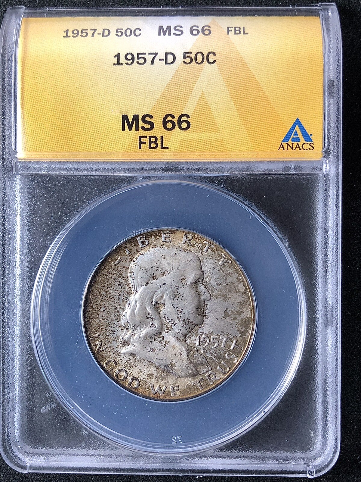 1957-D 50C FBL Franklin Half Dollar ANACS MS66FBL           6010344