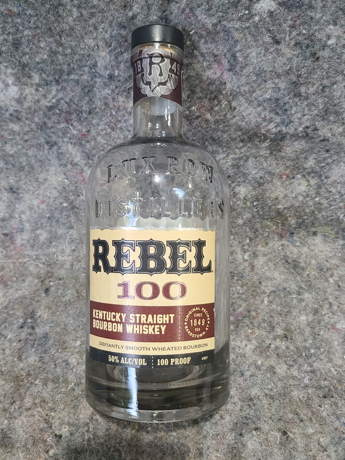 Rebel 100 Kentucky Straight Bourbon Whiskey 750 mL Empty Clear Liquor Bottle