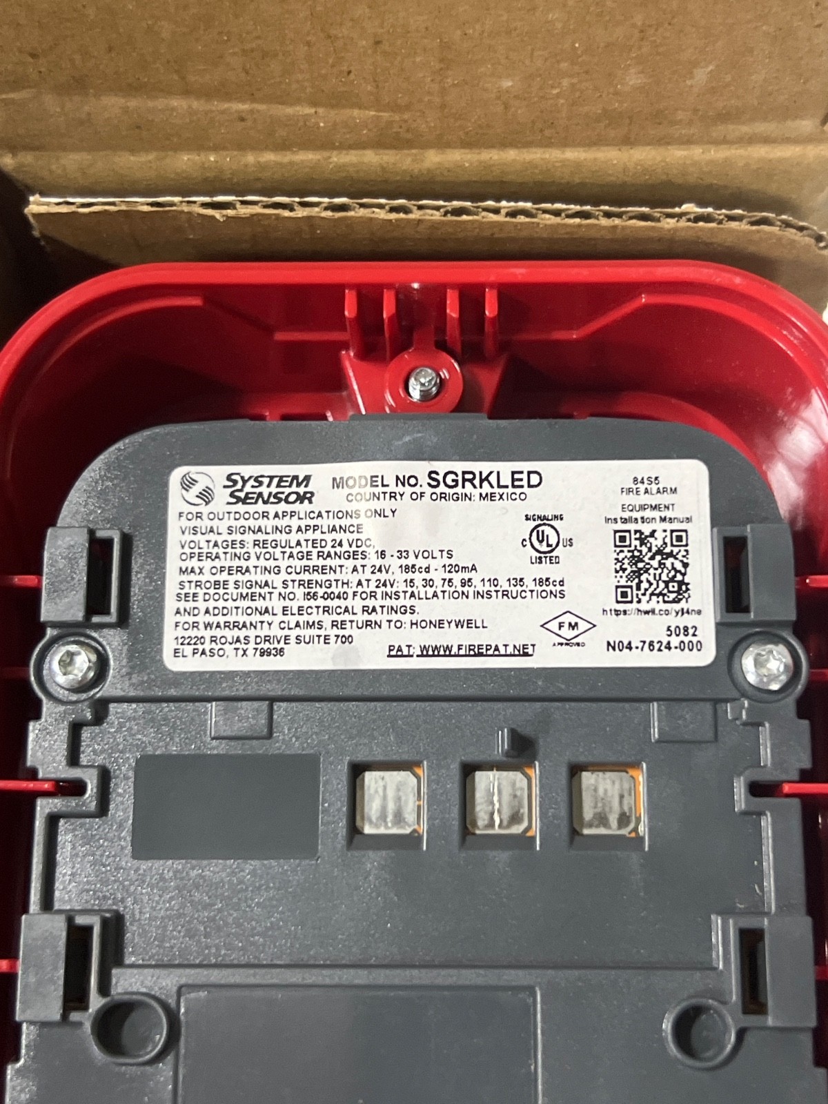 System Sensor SGRKLED Wall-Mounted LED Strobe