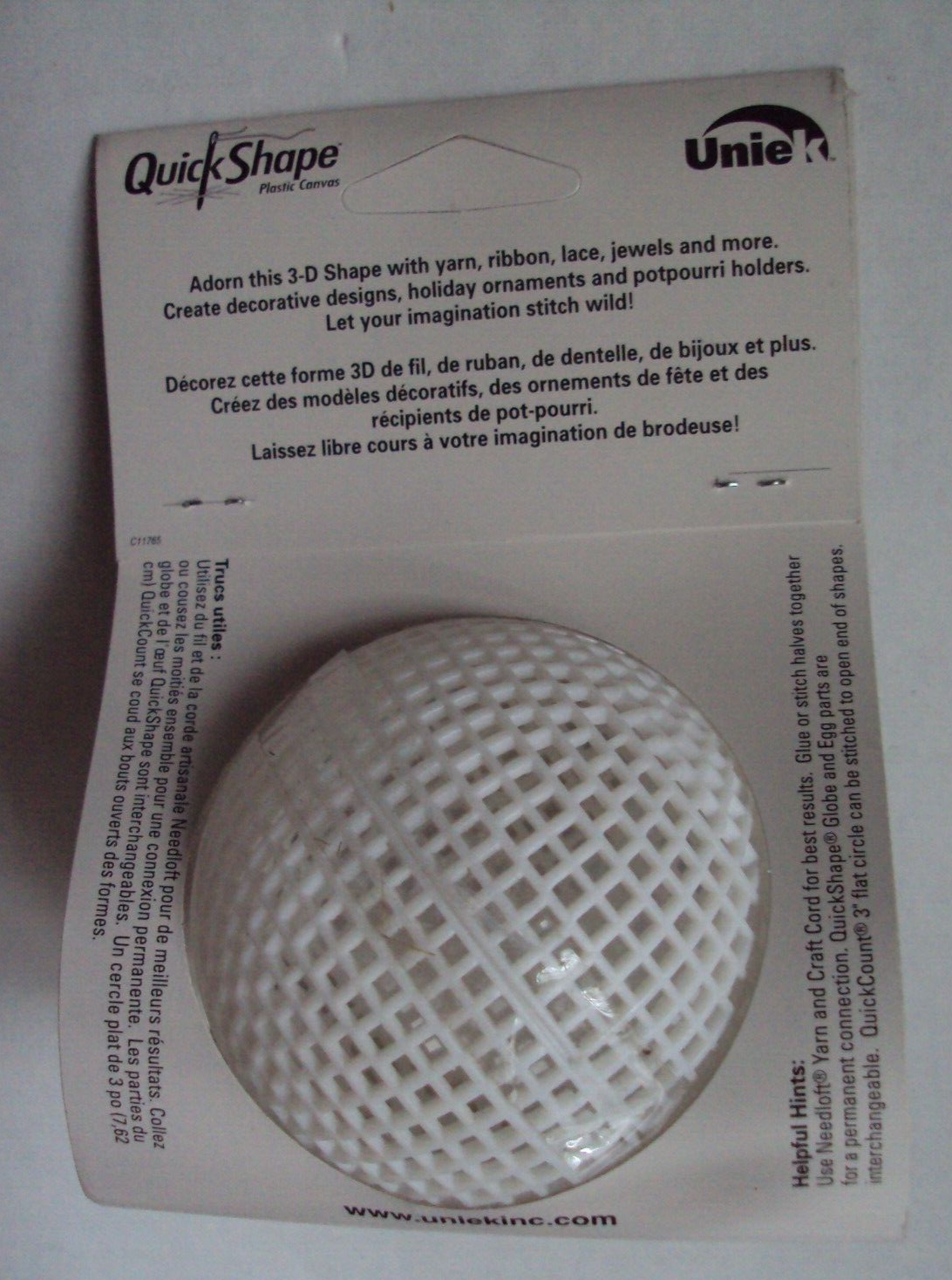 Uniek Plastic Canvas 3D Globe for Ornaments Quick Shape 3" diameter