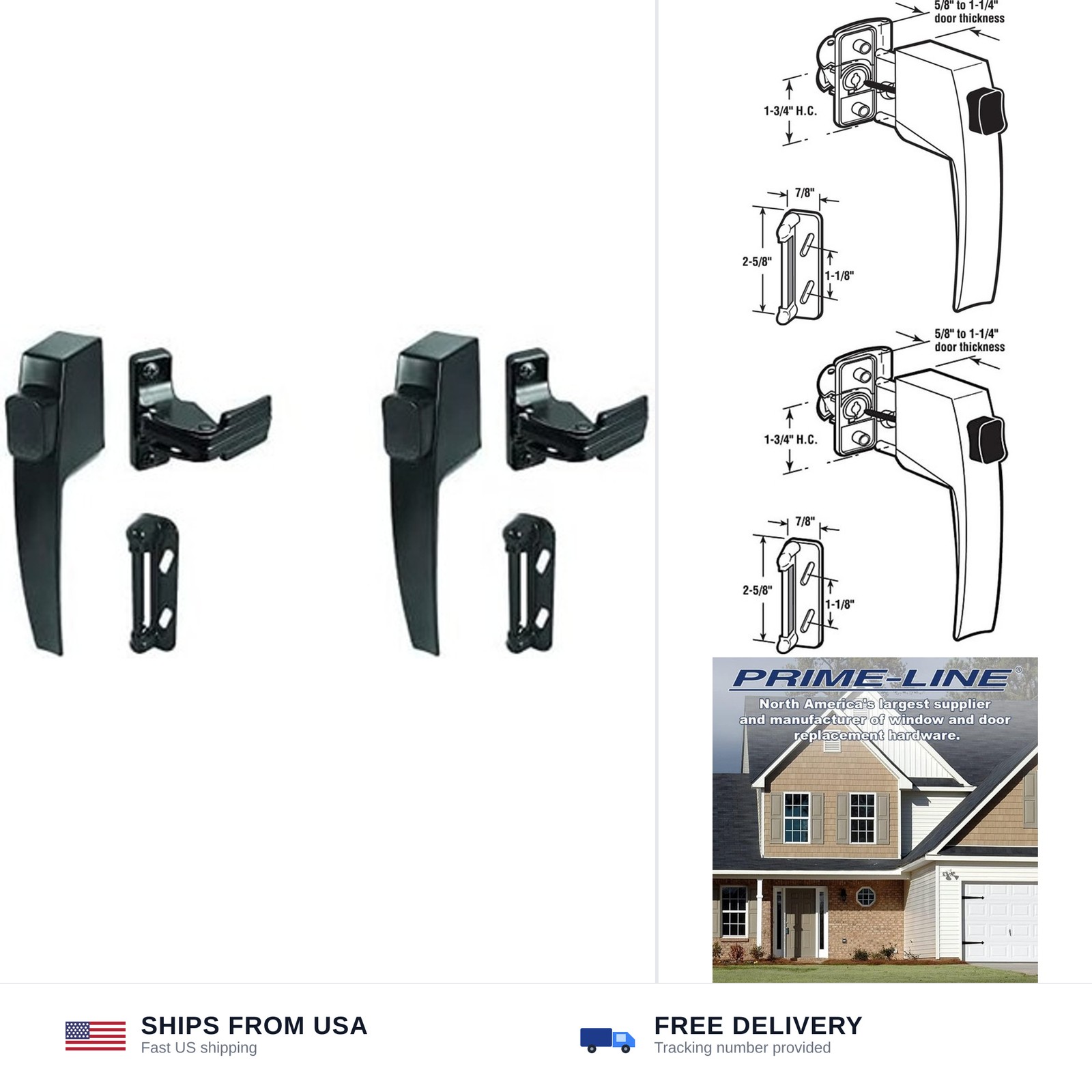 PRIME-LINE K 5007 Screen & Storm Door Push Button Latch Set with Night Lock,R...