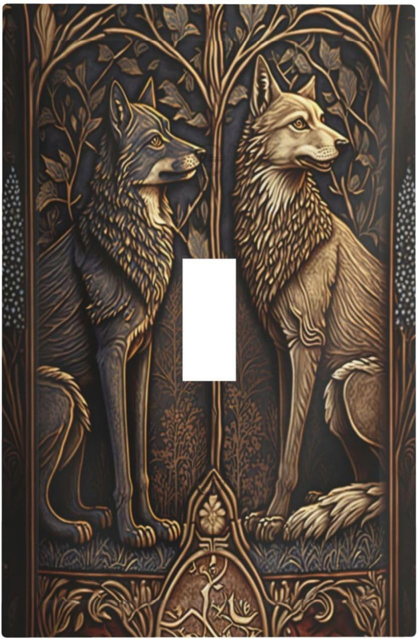 Medieval Of Two Wolves 1 Gang Single Toggle Light Switch Covers Decorative Wa...