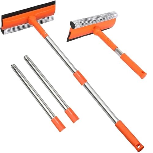 Professional Window Squeegee with 10-55" Extension Poles,2 in 1 Window Cleaner