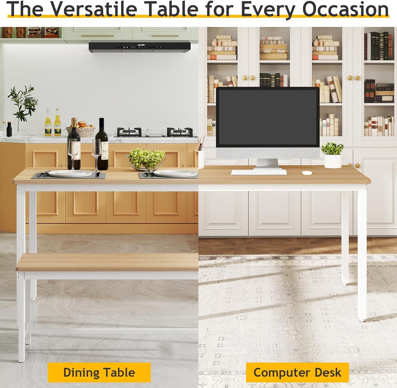 43" Dining Room Table Chairs Set 4 Modern Space Saving Kitchen Table W/ 2