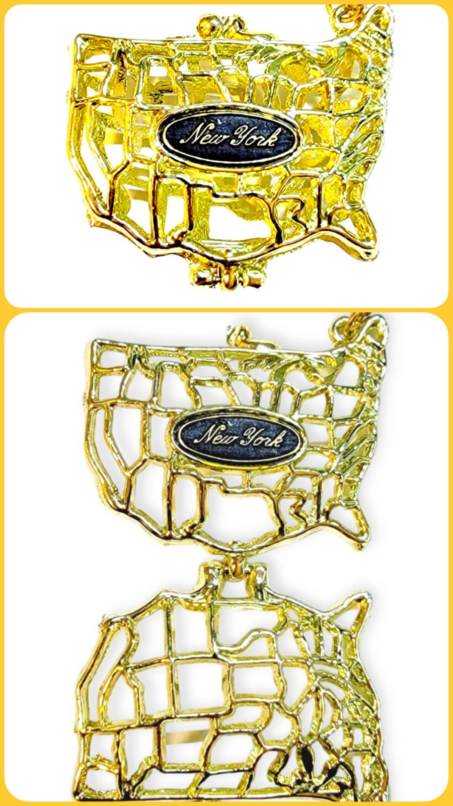 Vintage New York Purse Keychain Goldtone Filigree Metal Kiss Snap Souvenir RARE