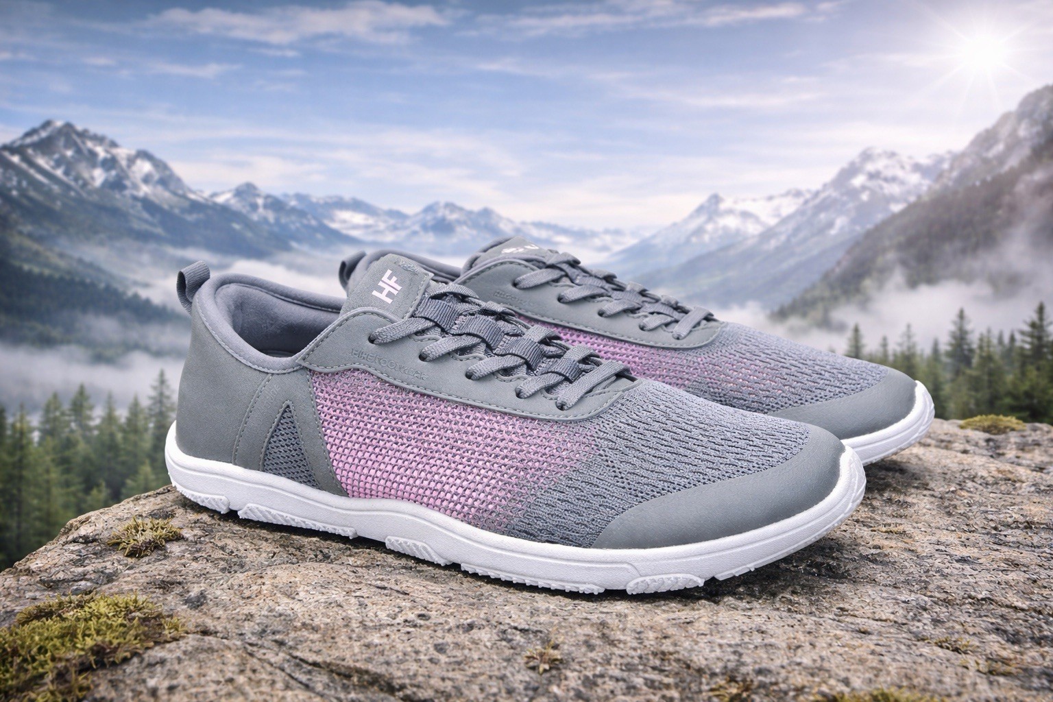 HIKE Footwear Stride Sneaker Dark Grey & Pink Women's 8-8.5 Men's 6-6.5 EU 39