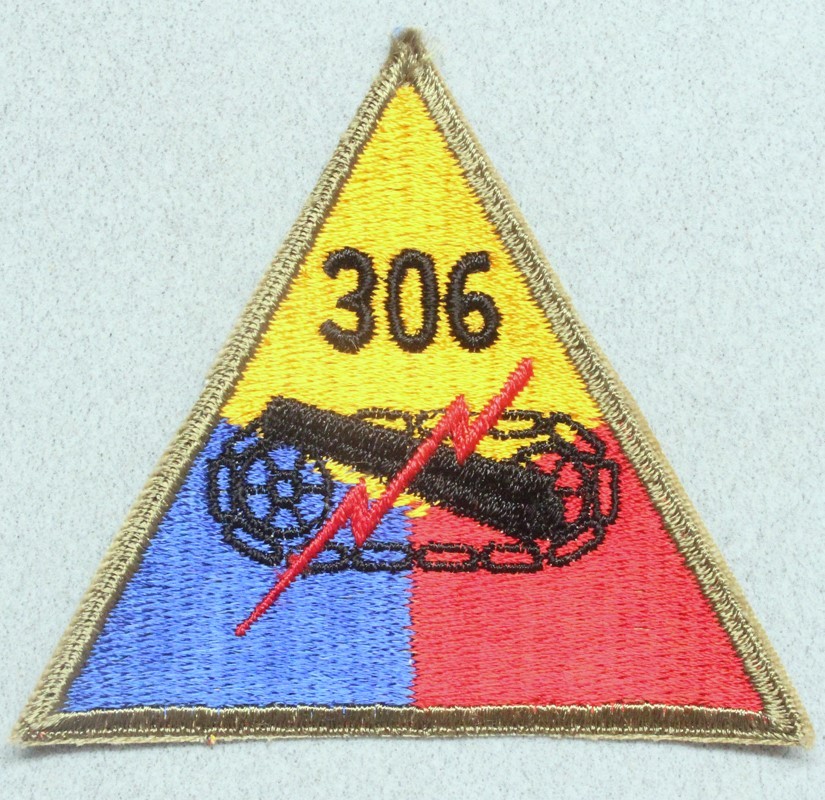 Army Patch: 306th Tank Battalion - cut edge, OD border