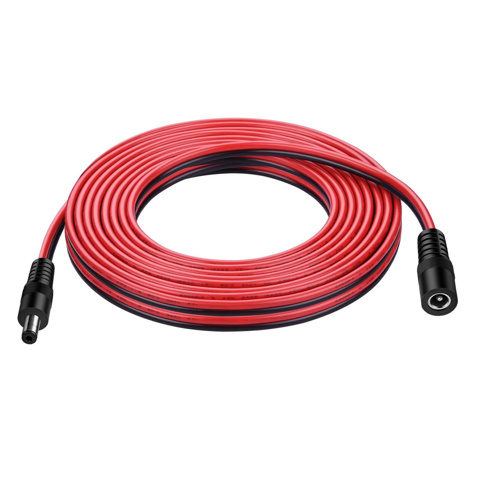 20ft 14AWG 12V DC Extension Cable DC 2.1mm x 5.5mm 5521 Power Supply Adapter ...