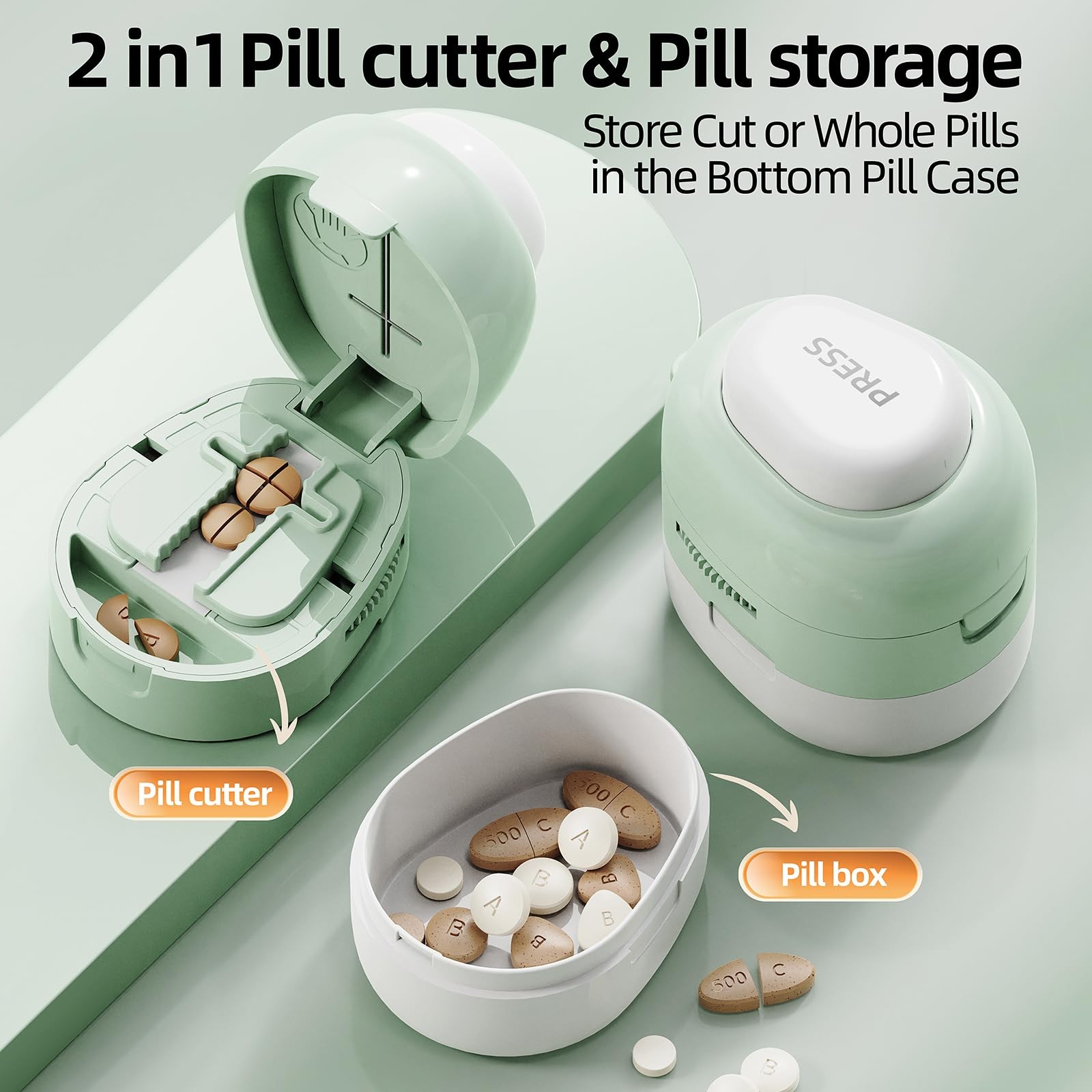 ZHIYES Adjustable Pill Cutter Splitter for Small and Tiny Pills, 1/2 Green